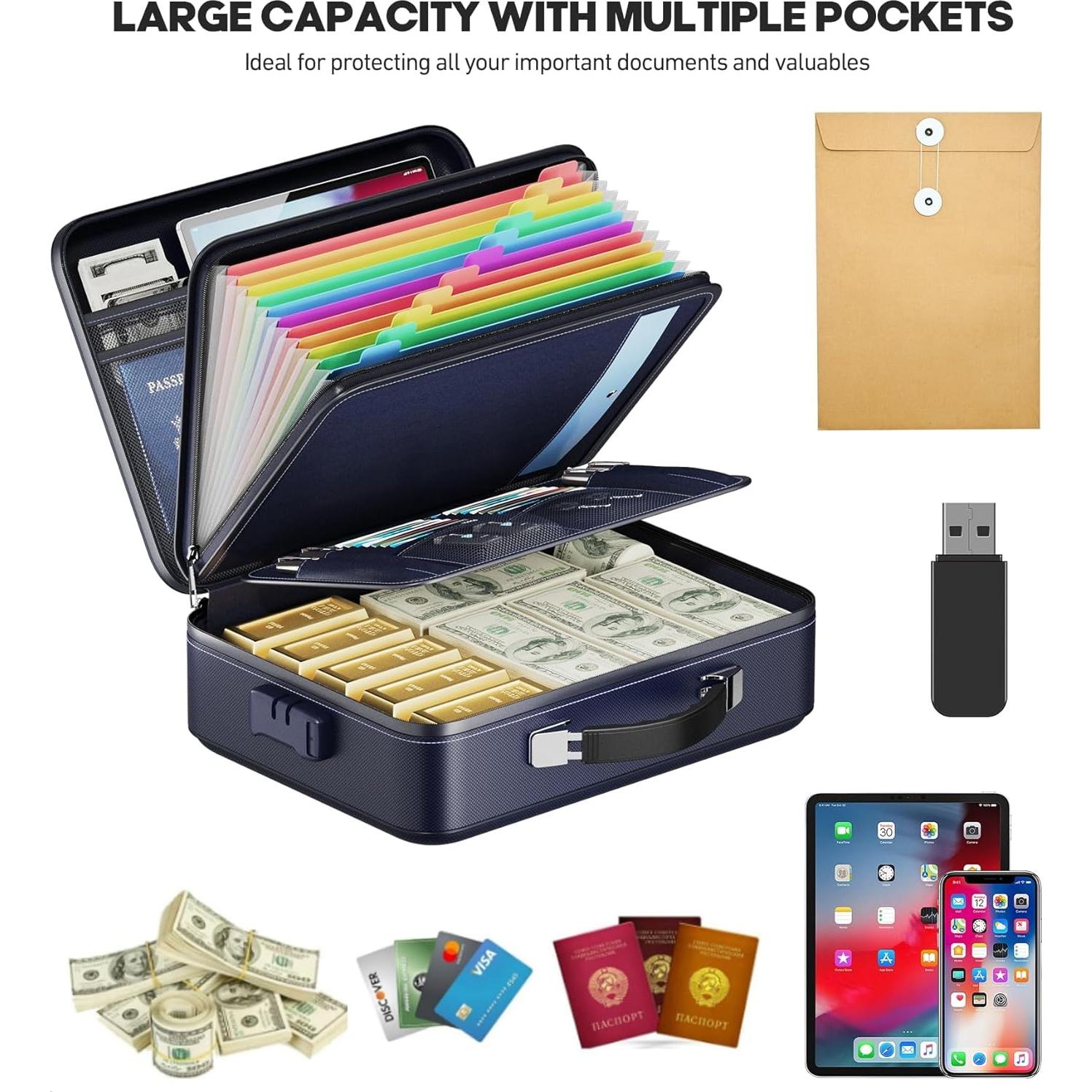 Caja de Documentos a Prueba de Fuego BigPonPon Azul 38.1x27.9cm