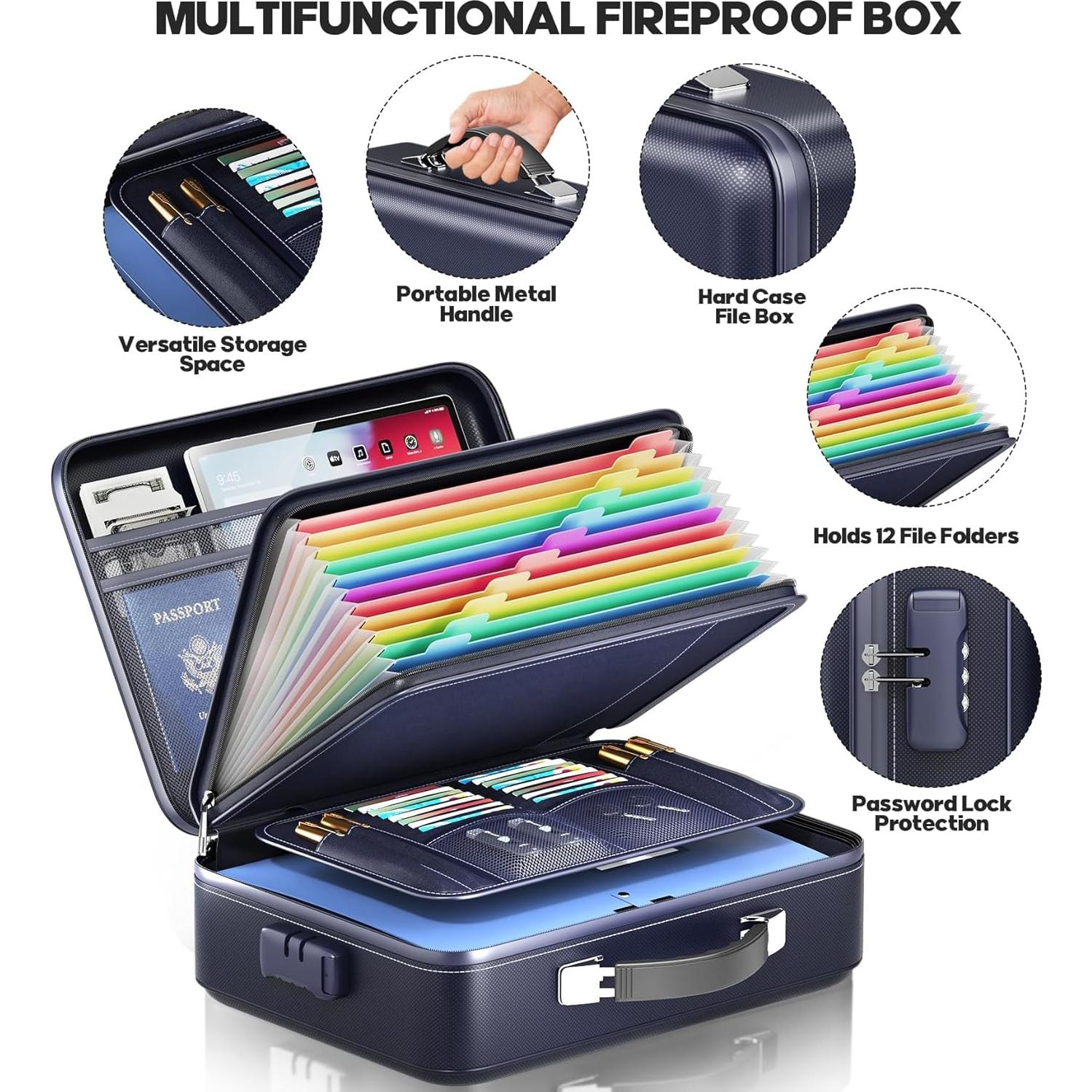 Caja de Documentos a Prueba de Fuego BigPonPon Azul 38.1x27.9cm