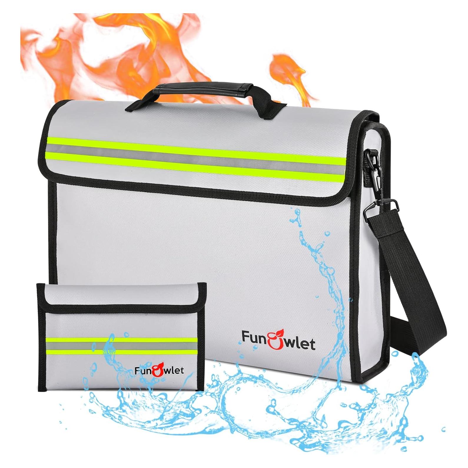 Bolsa y Caja de Seguridad a Prueba de Fuego FunOwlet - Gris
