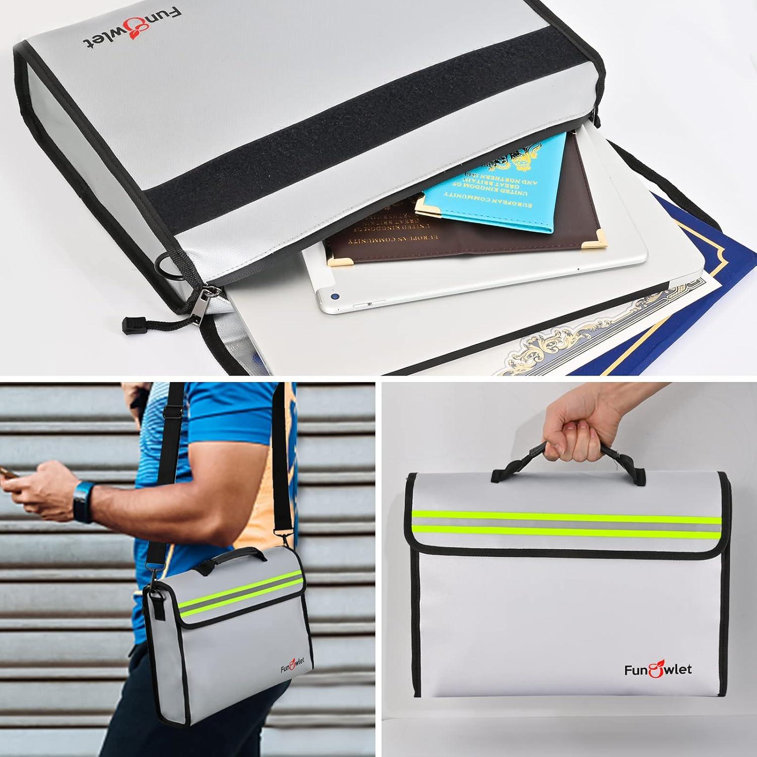 Bolsa y Caja de Seguridad a Prueba de Fuego FunOwlet - Gris