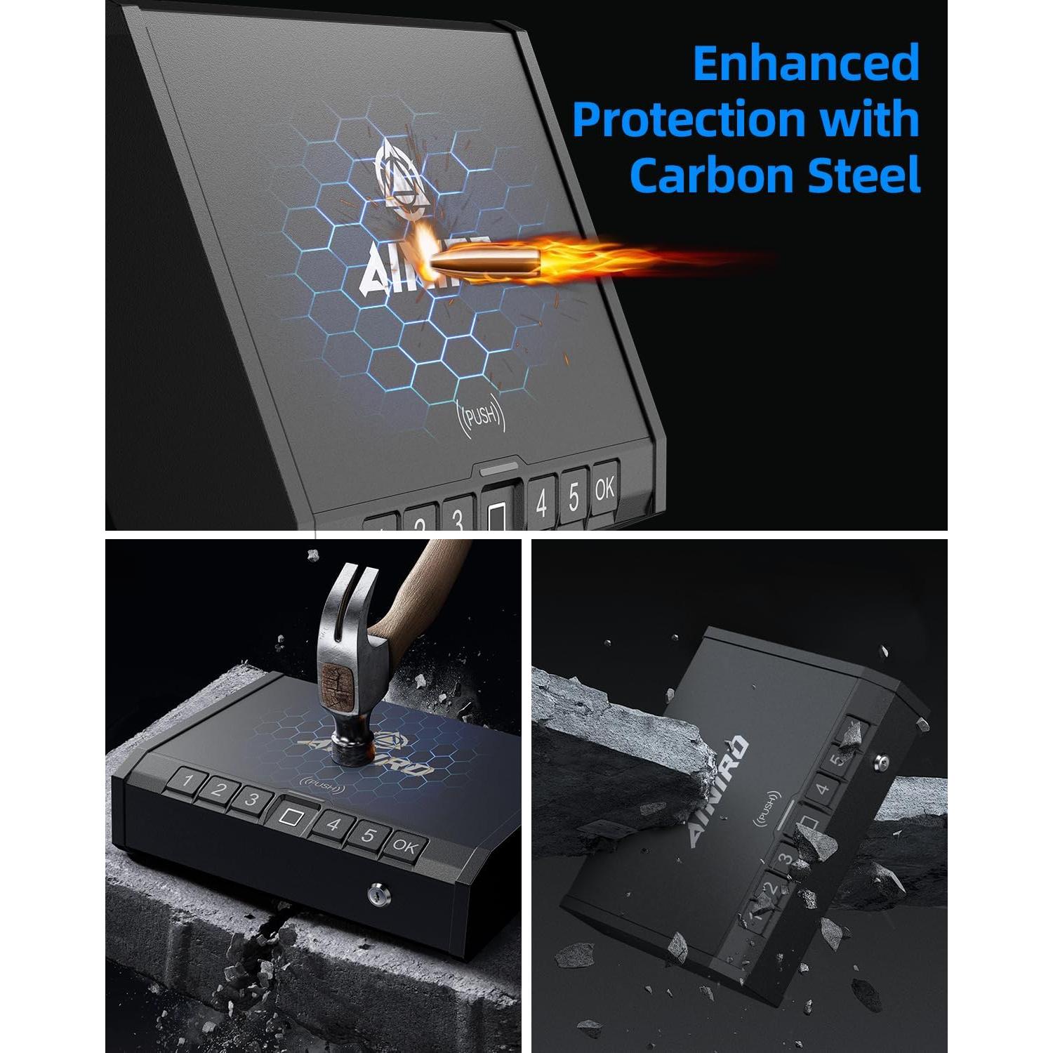 Caja Fuerte Biométrica AINIRO para Pistolas - Acceso Rápido