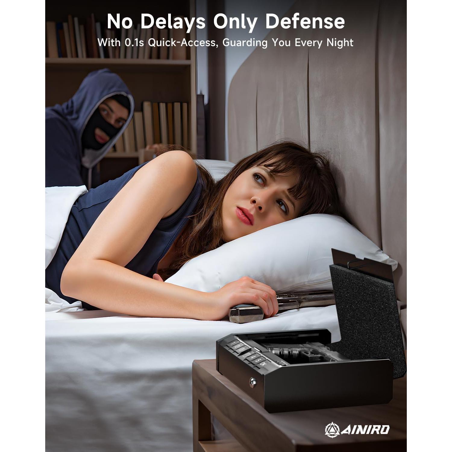 Caja Fuerte Biométrica AINIRO para Pistolas - Acceso Rápido