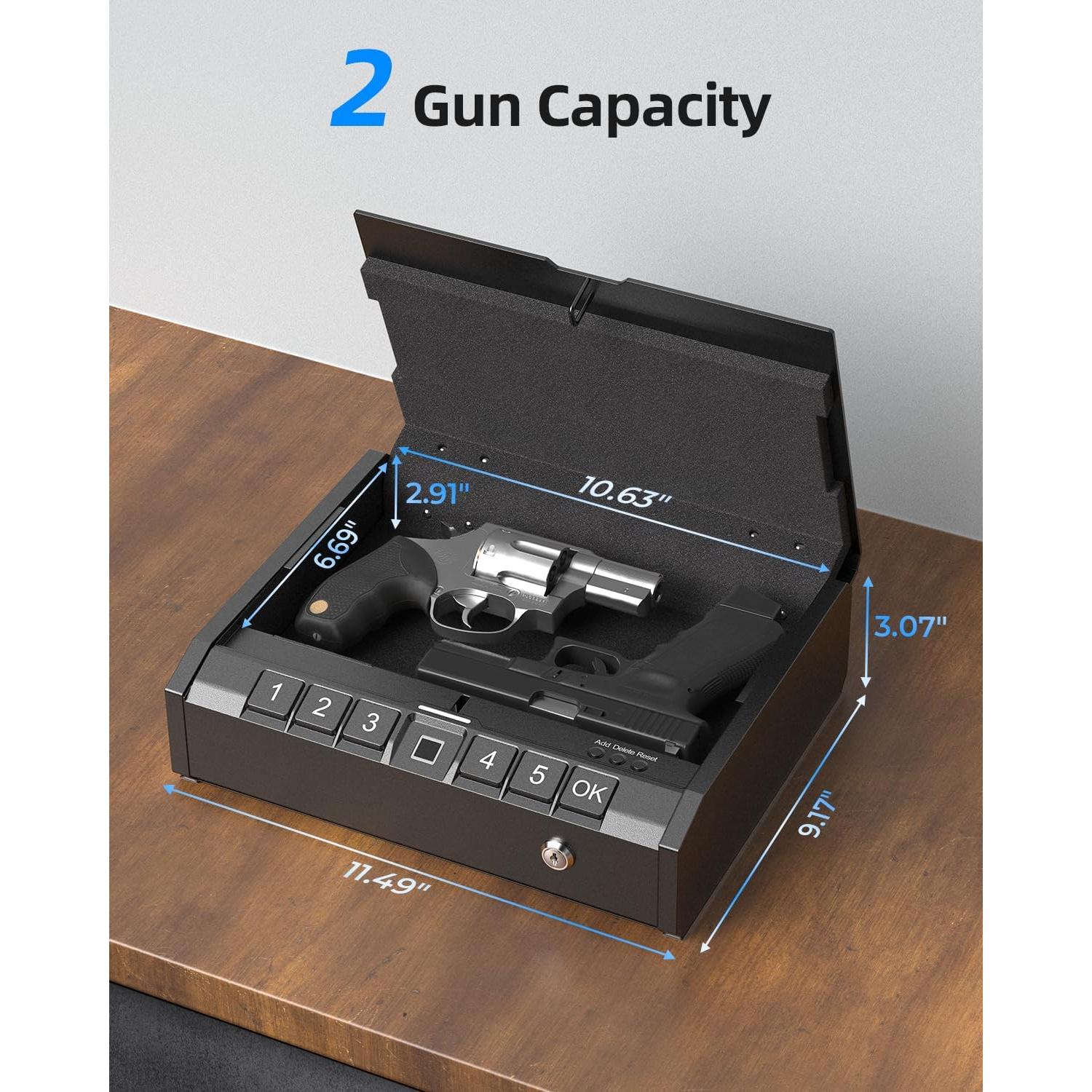 Caja Fuerte Biométrica AINIRO para Pistolas - Acceso Rápido