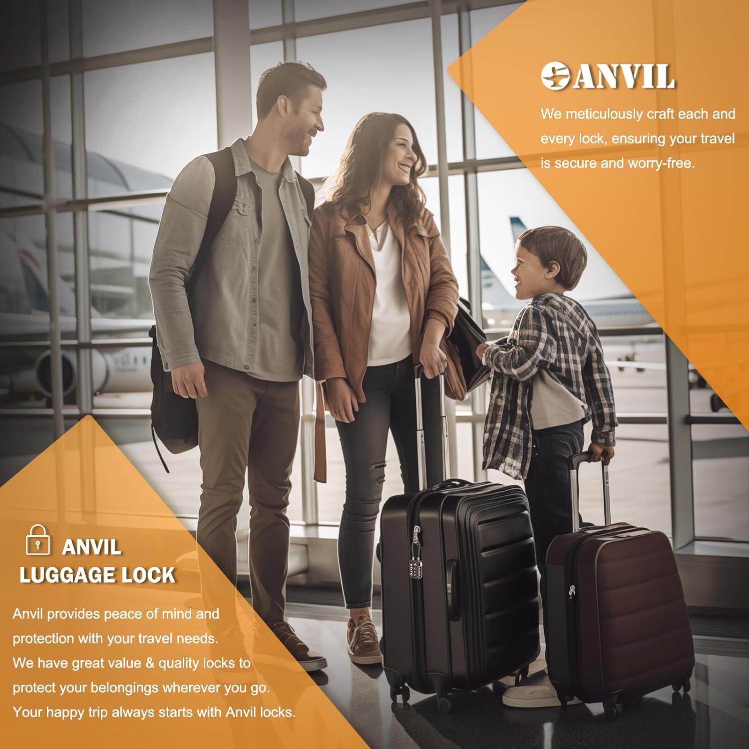 Candados TSA ANVIL de Combinación para Equipaje - 2 Piezas Naranja