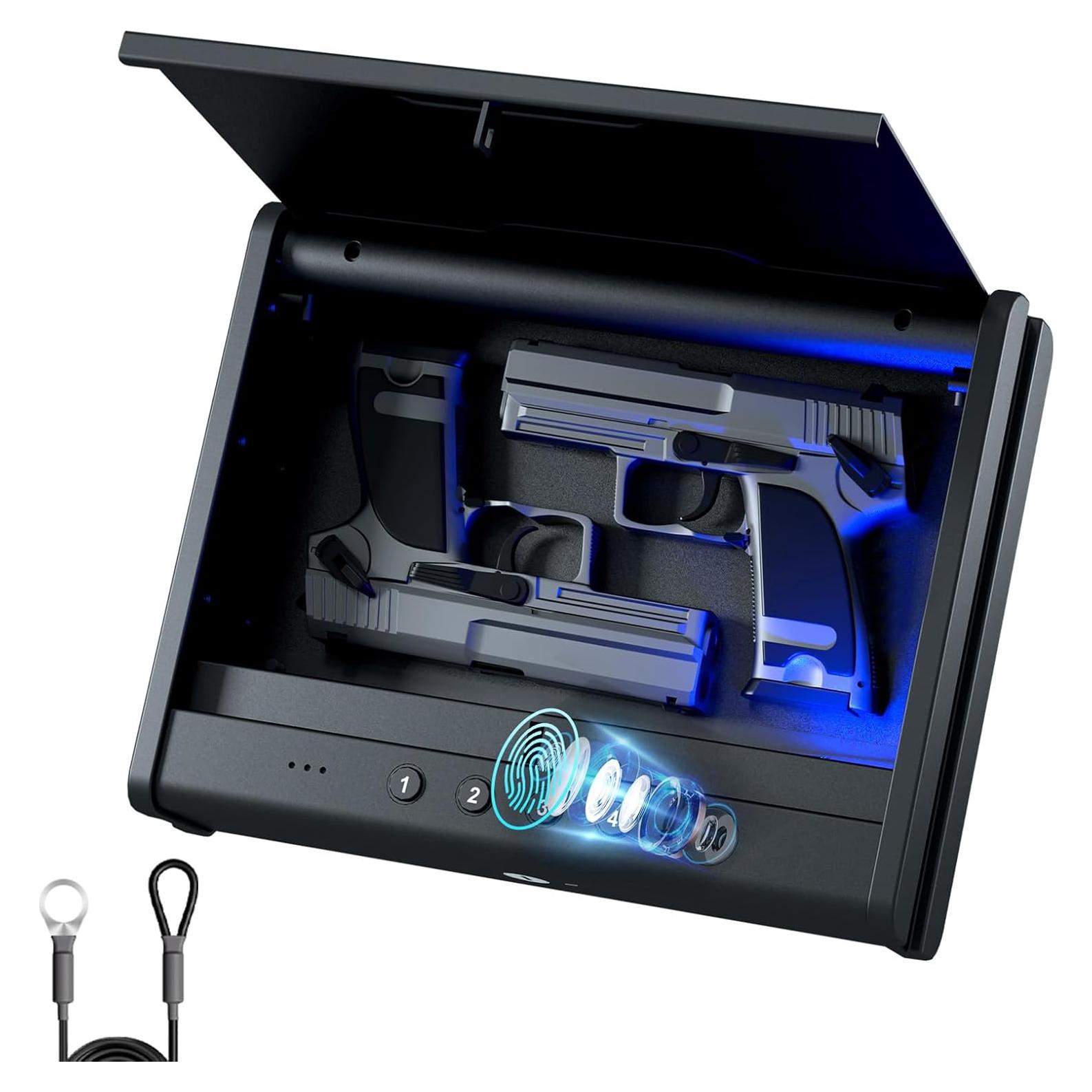 Caja Fuerte Biométrica PINEWORLD K1 para Pistolas con Luz Interior