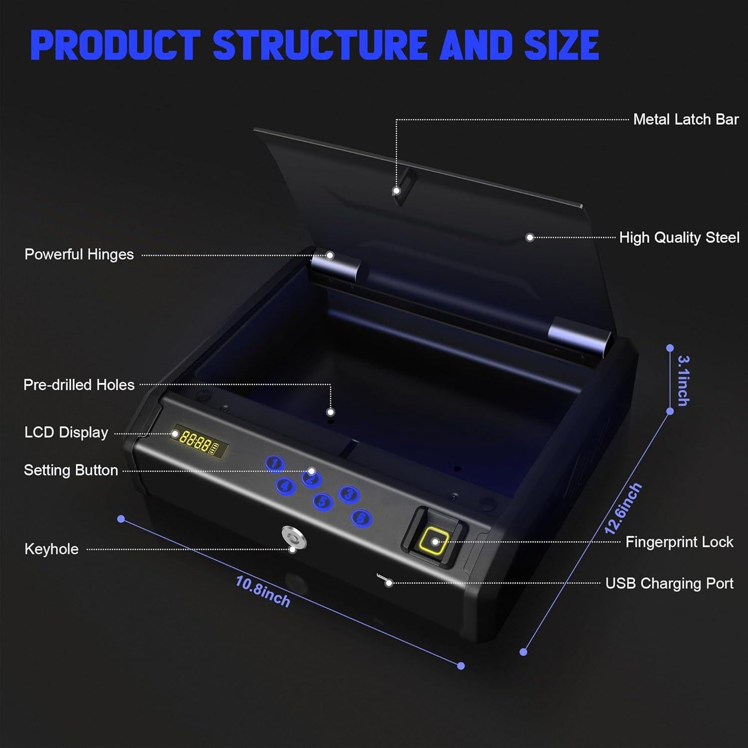 Caja Fuerte Biométrica StormRift para Armas 2 Pistolas Acceso Rápido