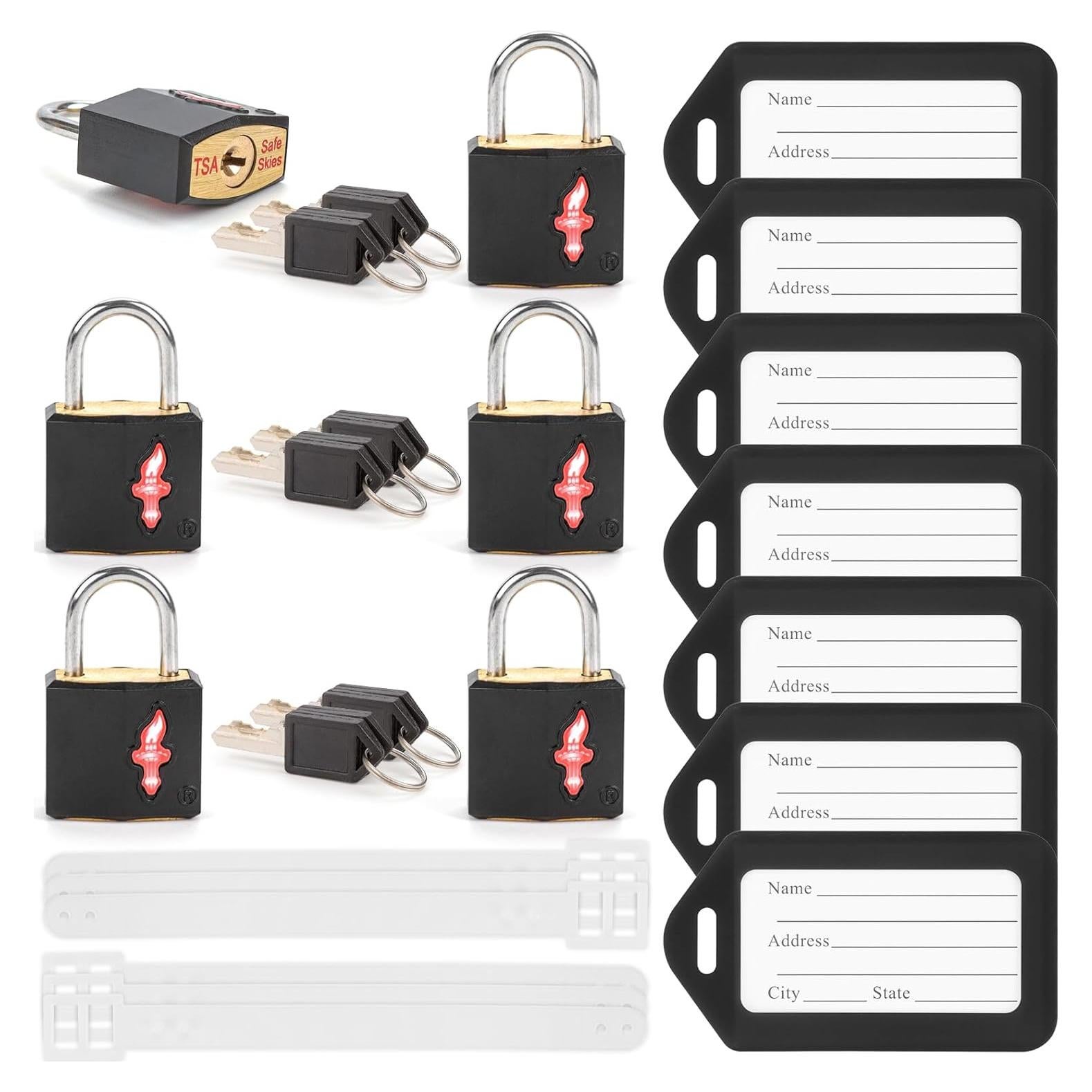 Candado de Equipaje TSA Dwoyow - Paquete de 6 con Etiquetas
