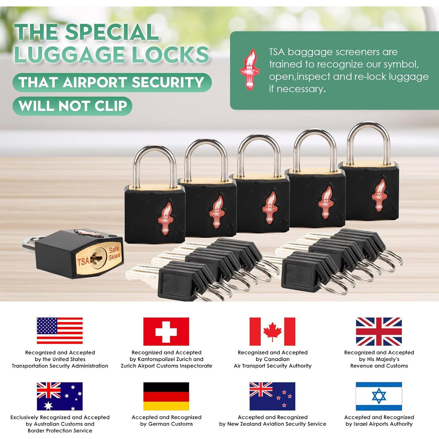 Candado de Equipaje TSA Dwoyow - Paquete de 6 con Etiquetas