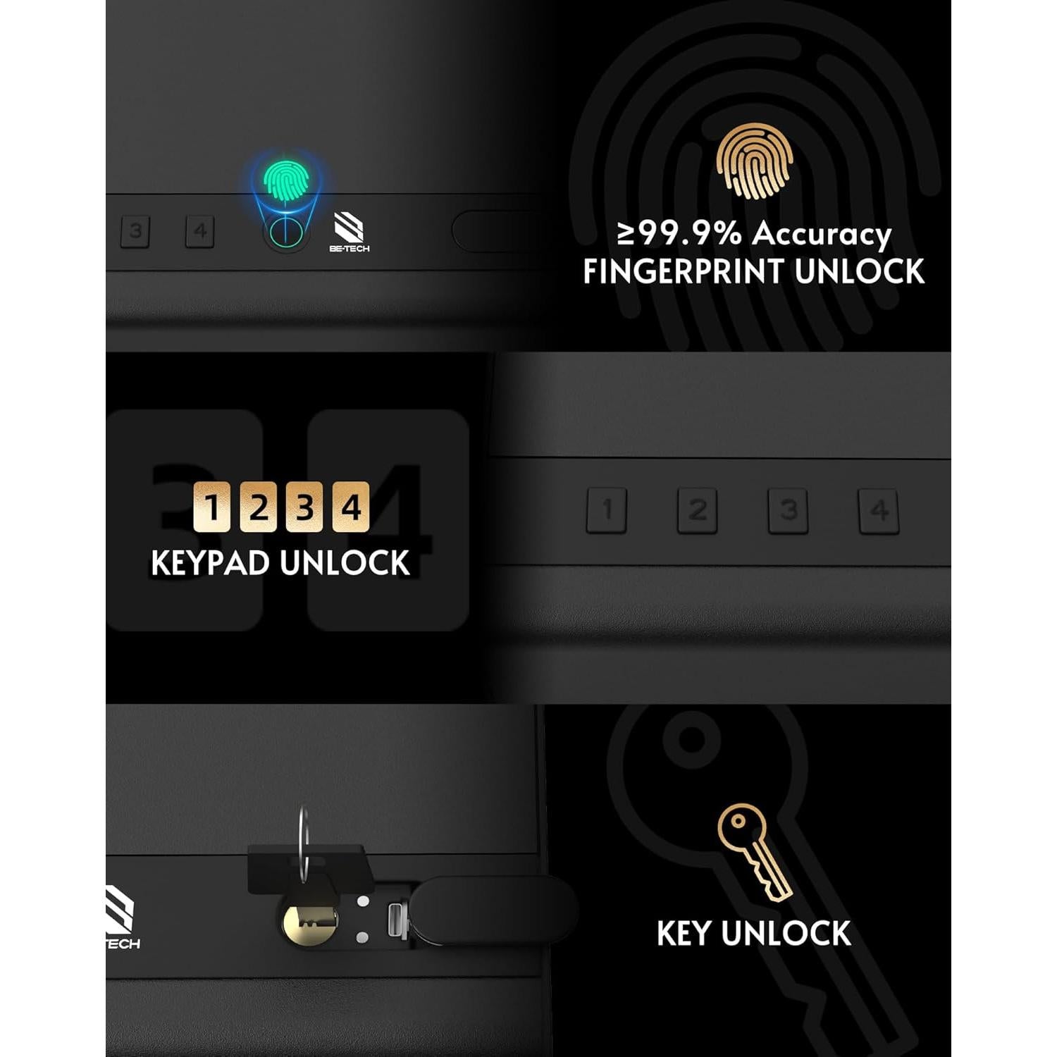 Caja Fuerte Biométrica BE-TECH con Sensor de Huellas 6.09kg