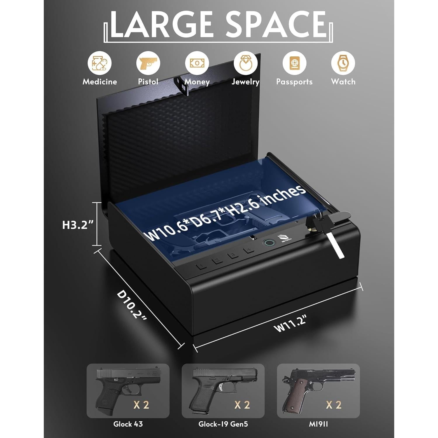 Caja Fuerte Biométrica BE-TECH con Sensor de Huellas 6.09kg