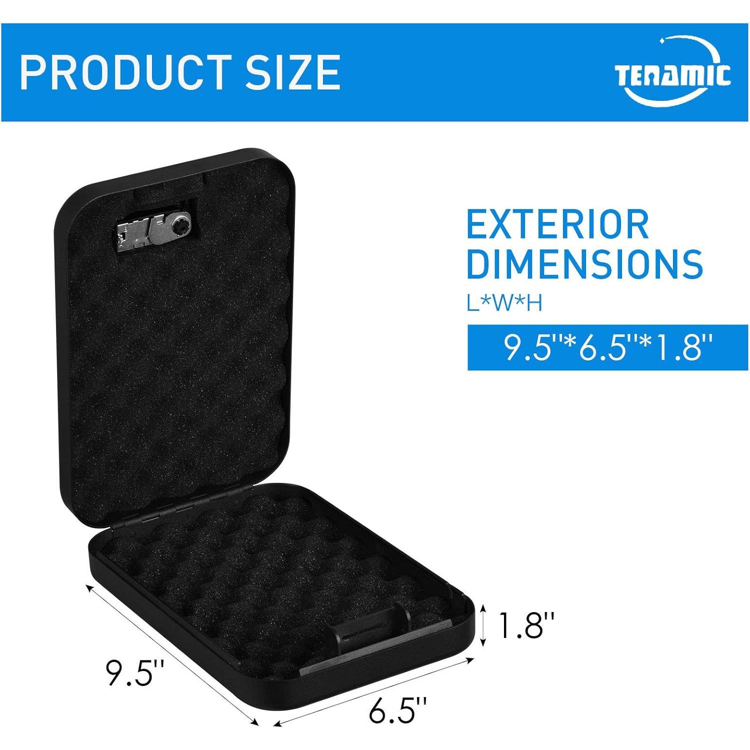 Caja Fuerte Portátil Tenamic para Pistolas 24.1x16.5cm Negra