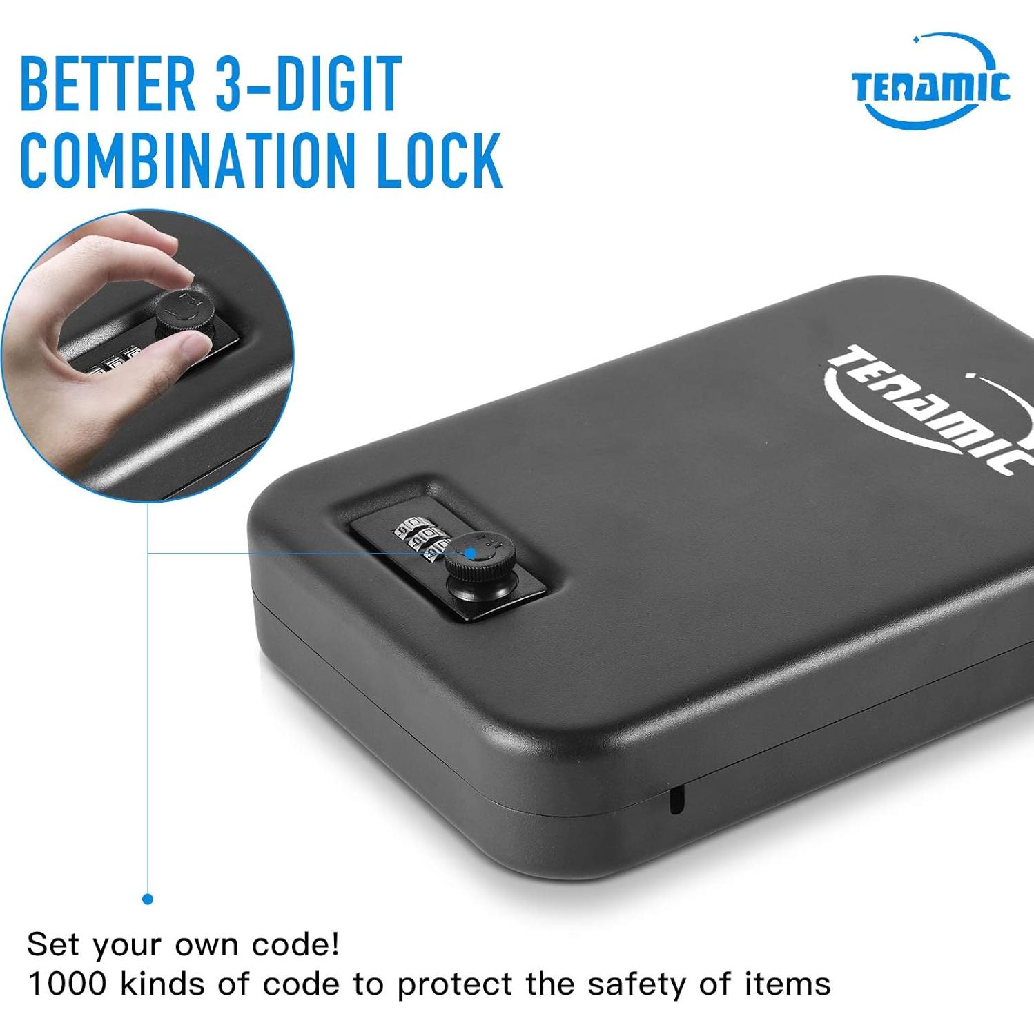 Caja Fuerte Portátil Tenamic para Pistolas 24.1x16.5cm Negra