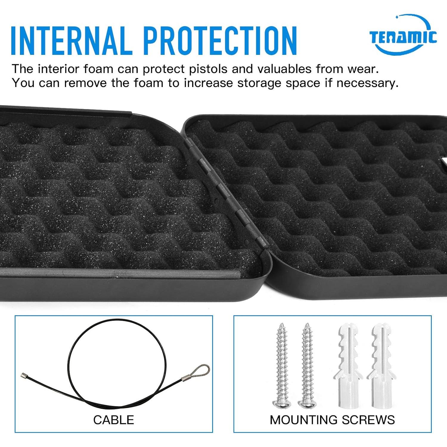 Caja Fuerte Portátil Tenamic para Pistolas 24.1x16.5cm Negra