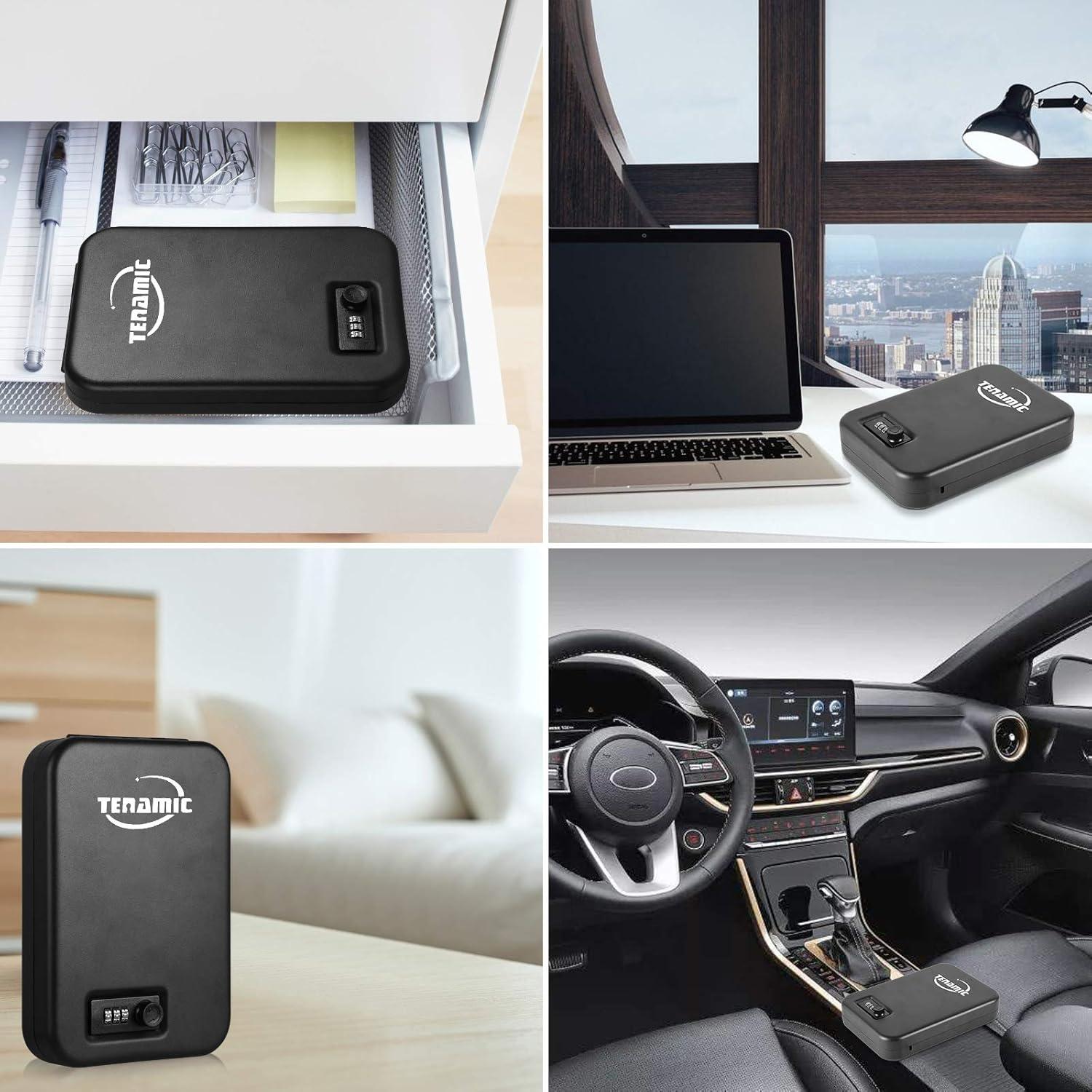 Caja Fuerte Portátil Tenamic para Pistolas 24.1x16.5cm Negra