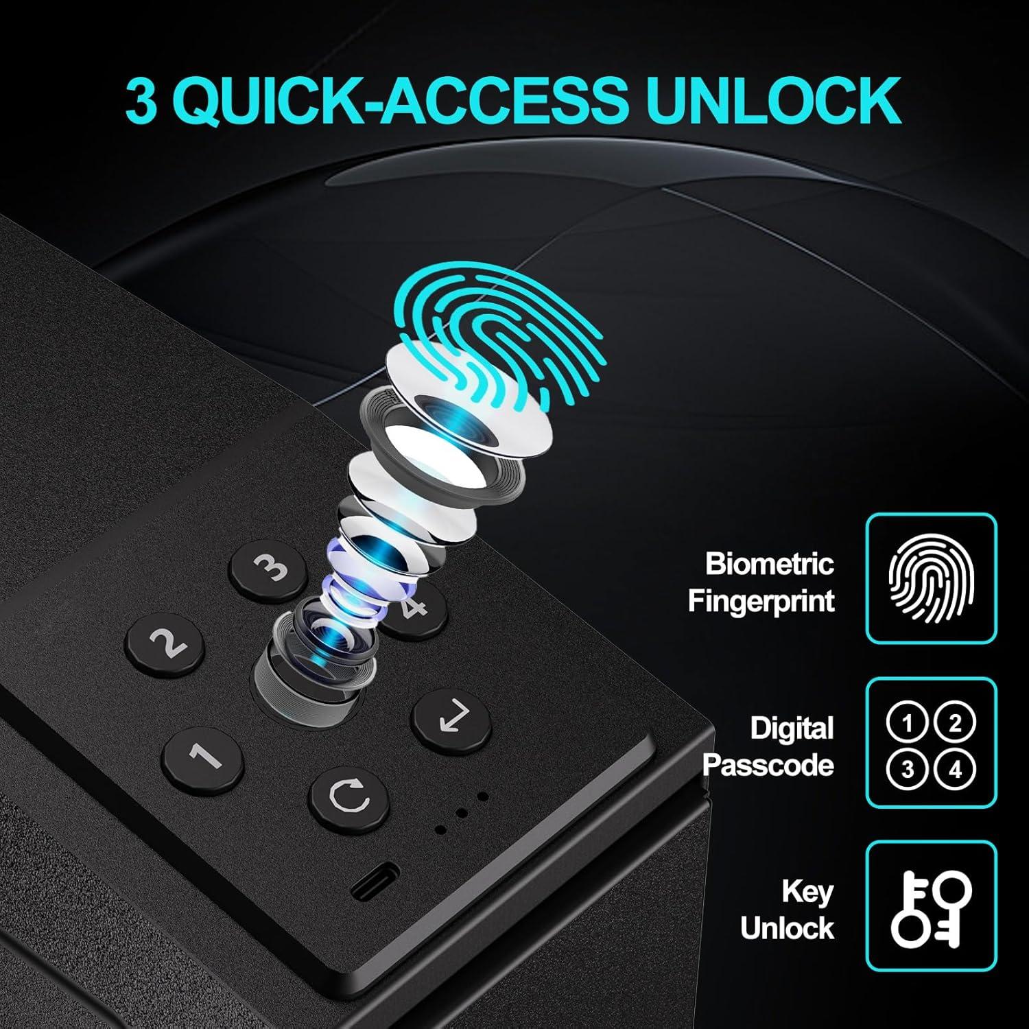 Caja Fuerte Biométrica PINEWORLD S3 para Pistola - Acceso Rápido