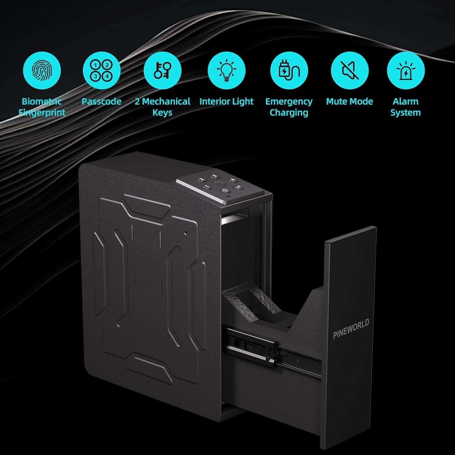 Caja Fuerte Biométrica PINEWORLD S3 para Pistola - Acceso Rápido