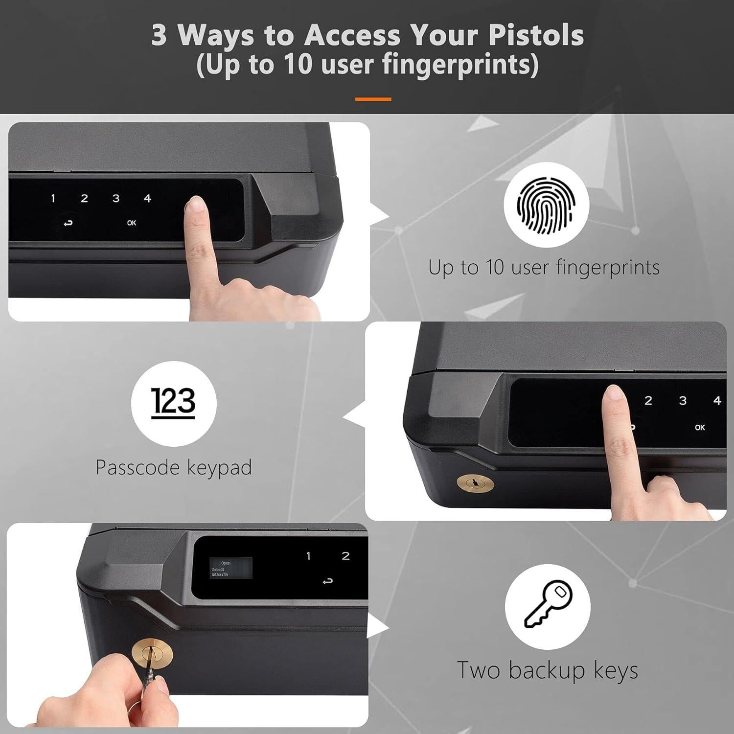 Caja Fuerte Biométrica Adoreal para 2 Pistolas con LCD