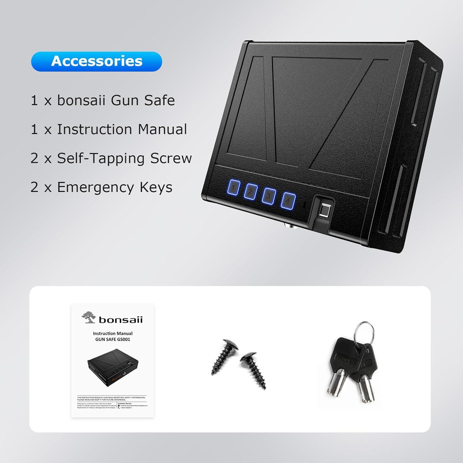 Caja Fuerte Biométrica Bonsaii para Pistolas - Acceso Rápido