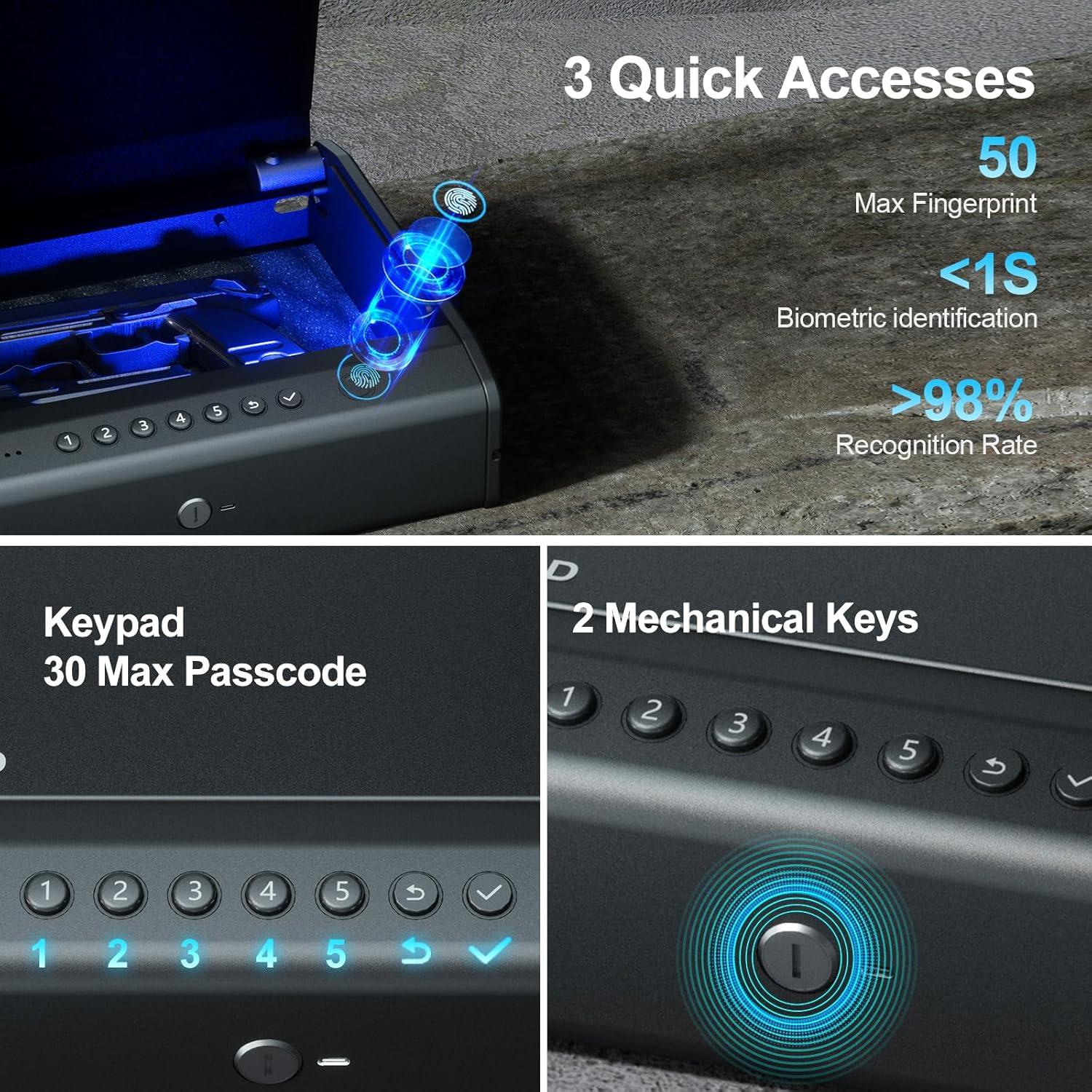 Caja Fuerte Biométrica PINEWORLD K7 para 2-3 Pistolas