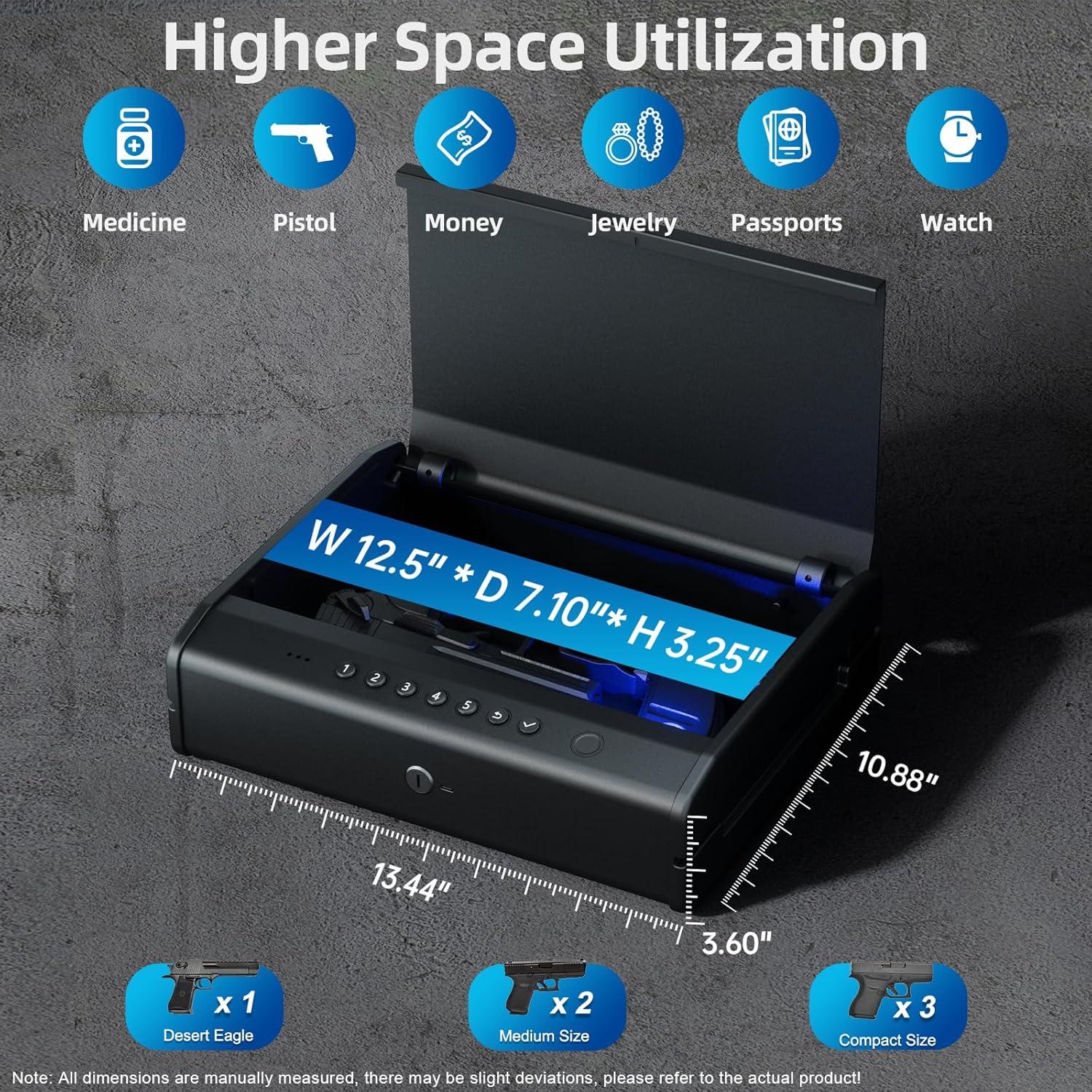 Caja Fuerte Biométrica PINEWORLD K7 para 2-3 Pistolas