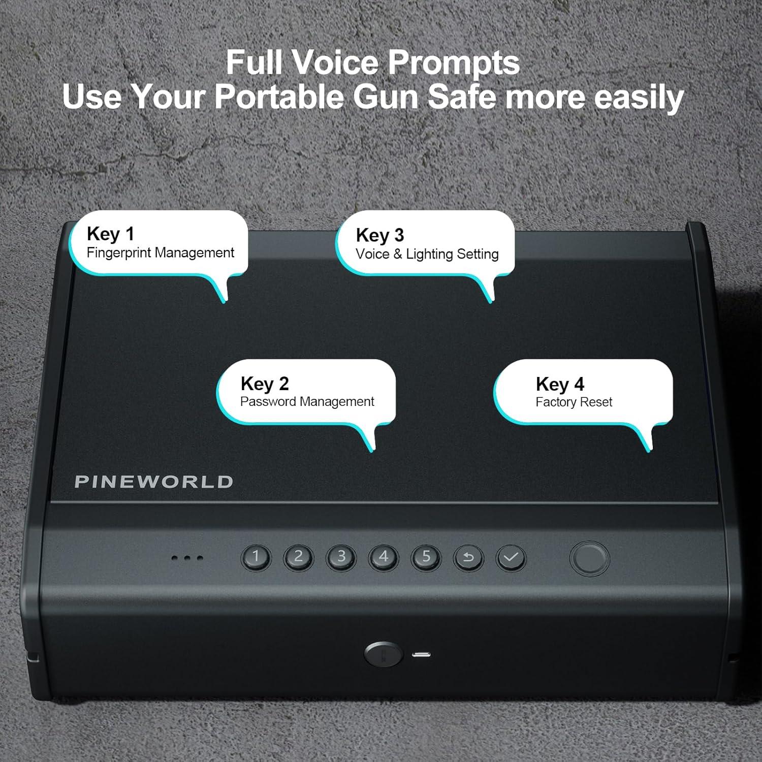 Caja Fuerte Biométrica PINEWORLD K7 para 2-3 Pistolas