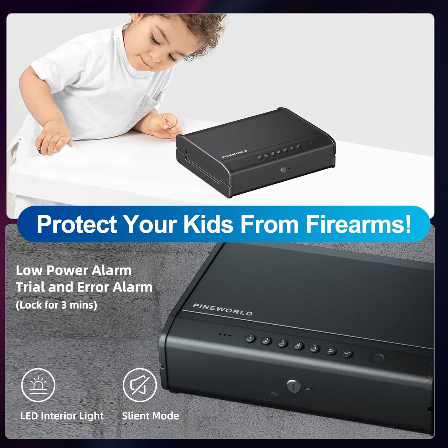 Caja Fuerte Biométrica PINEWORLD K7 para 2-3 Pistolas