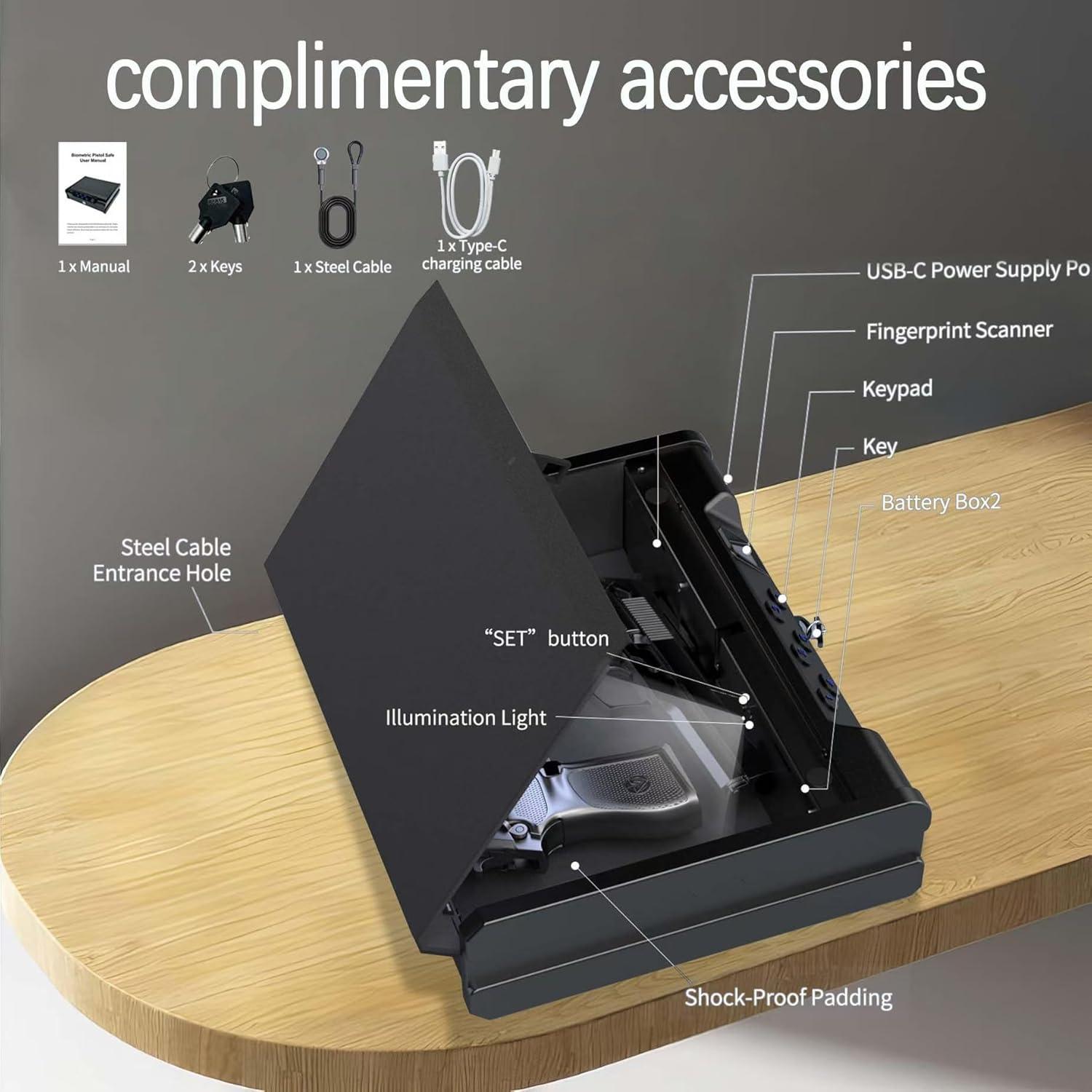 Caja Fuerte Biométrica para Armas Genérica SXZY132 - 2 Pistolas