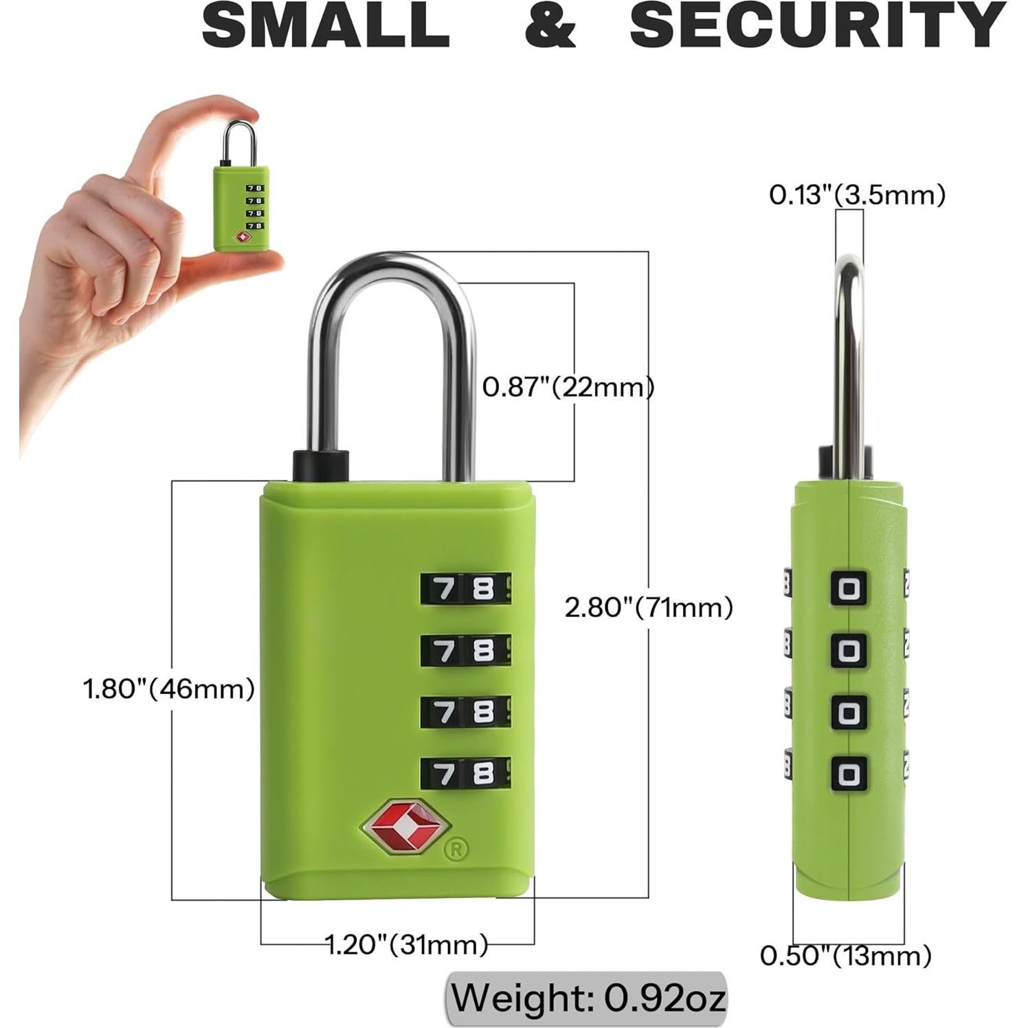 Candado TSA UP Security Verde 4 Dígitos para Equipaje