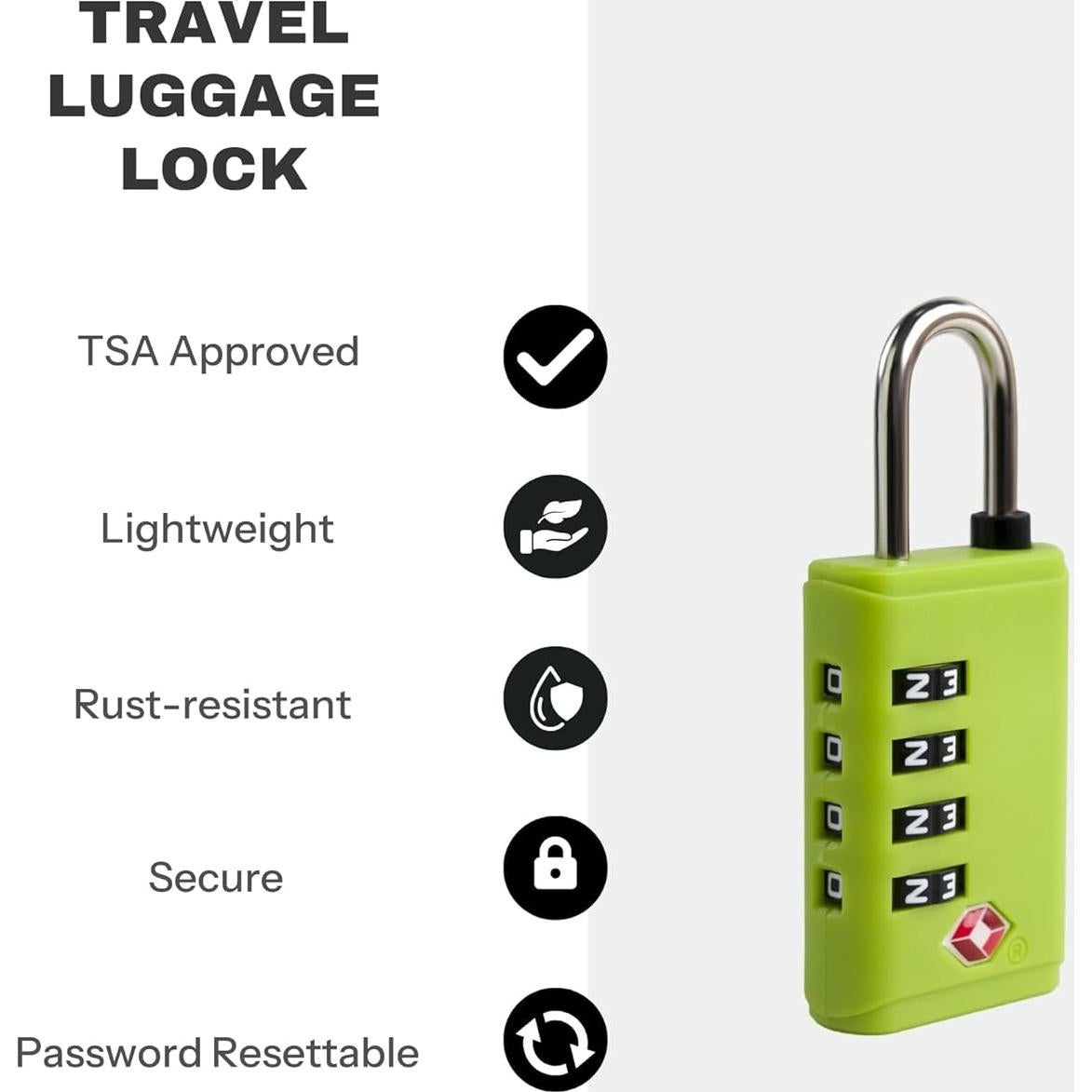 Candado TSA UP Security Verde 4 Dígitos para Equipaje