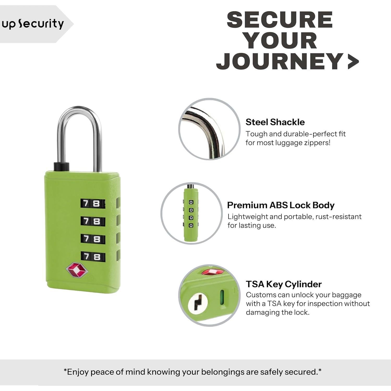 Candado TSA UP Security Verde 4 Dígitos para Equipaje