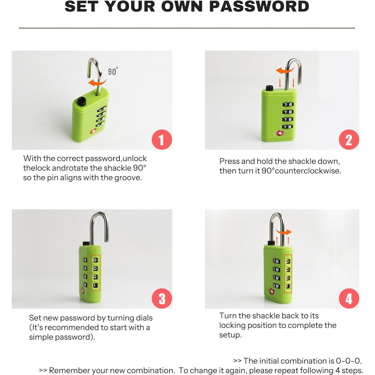Candado TSA UP Security Verde 4 Dígitos para Equipaje