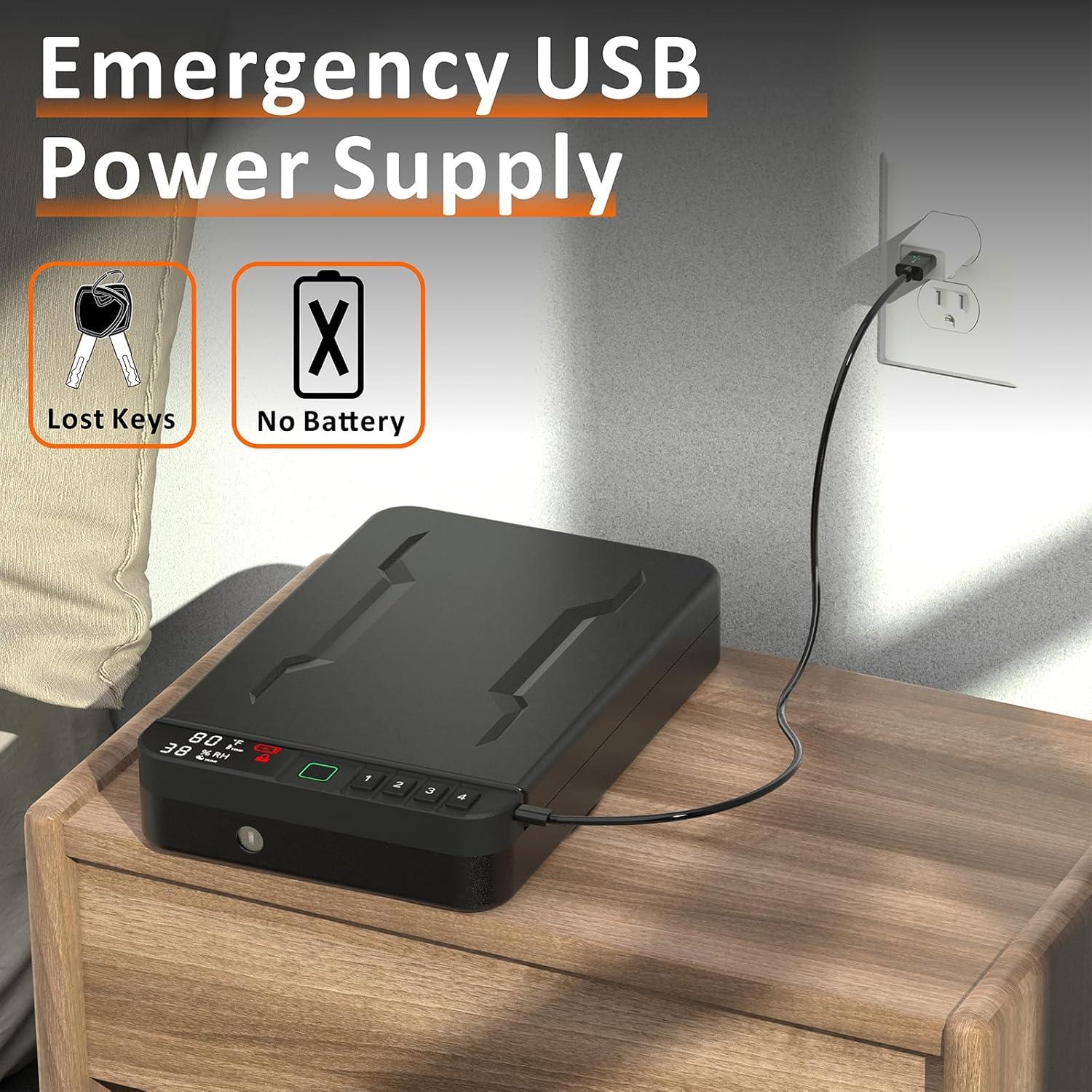 Caja Fuerte Portátil Z ZLJUAN para Pistolas Biométrica 2.27 kg