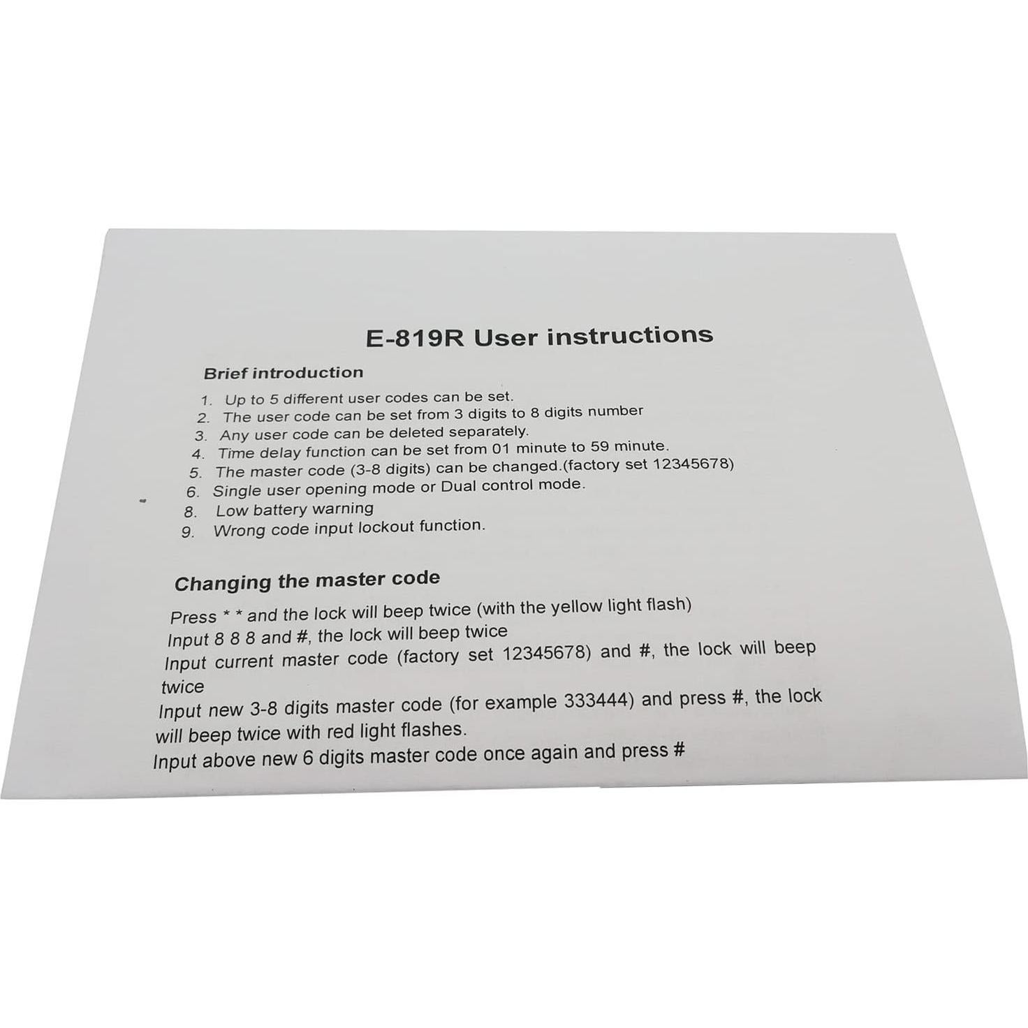 Cerradura Digital Electrónica YOSEC E-819R para Caja Fuerte