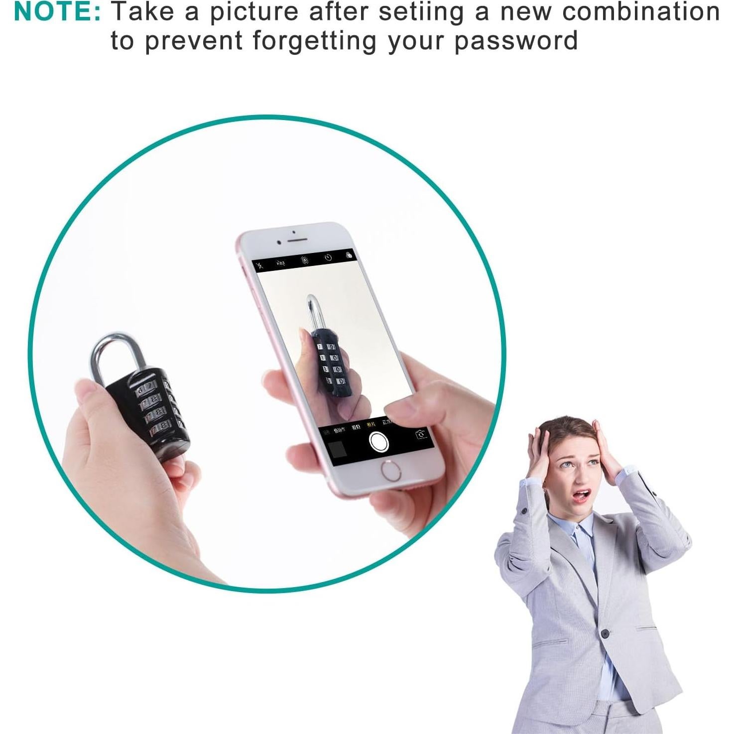 Candado de Combinación ZHEGE 4 Dígitos 66 mm Impermeable 2 Pz