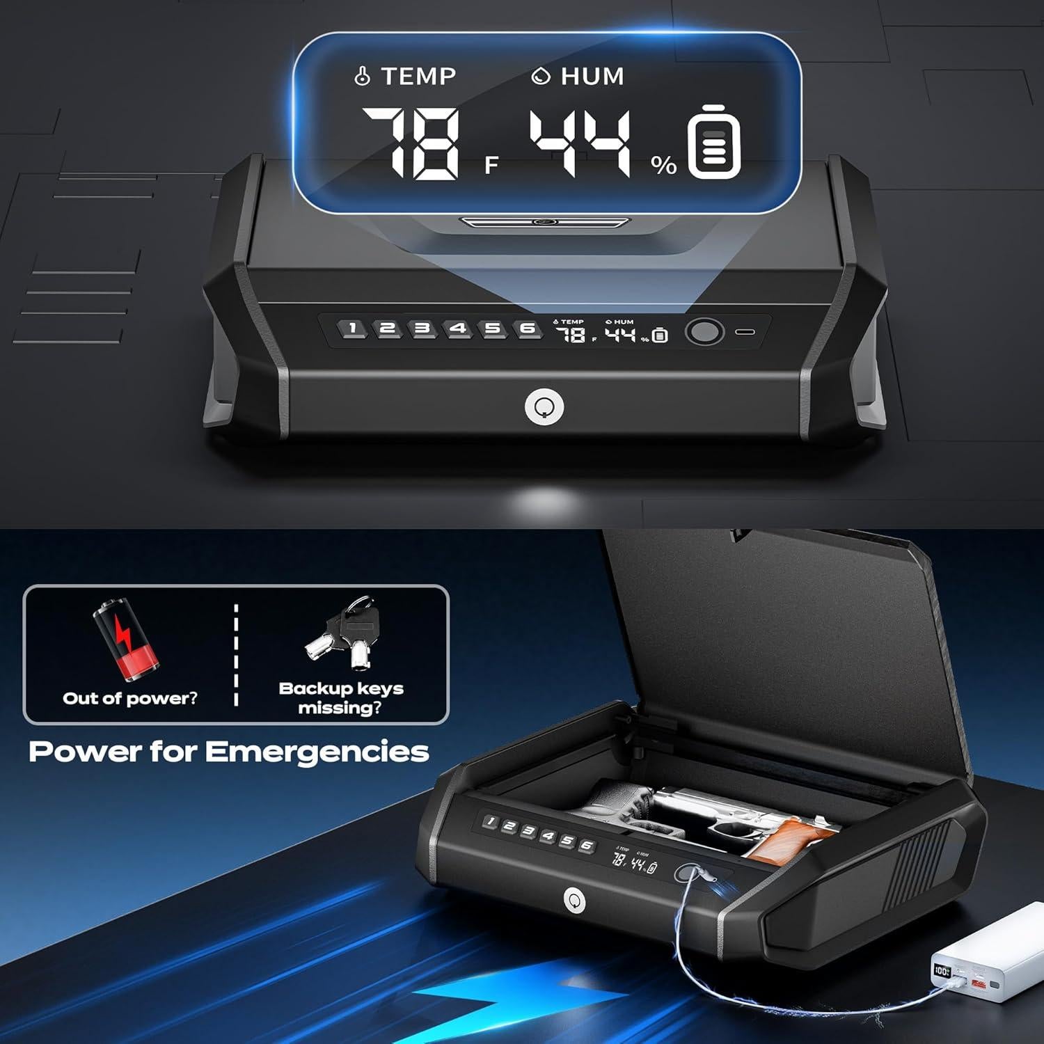 Caja Fuerte Biométrica TOPMEDA GS201 para 2-4 Pistolas
