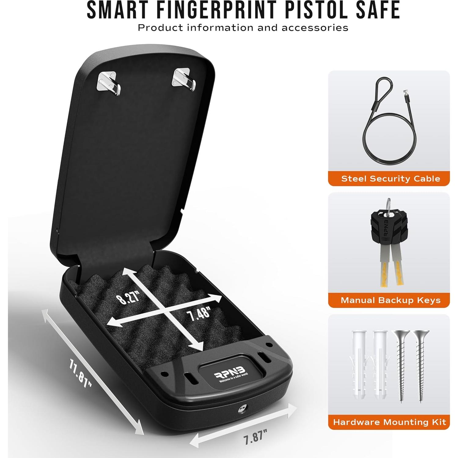 Caja Fuerte Biométrica RPNB para Pistolas con Teclado Táctil