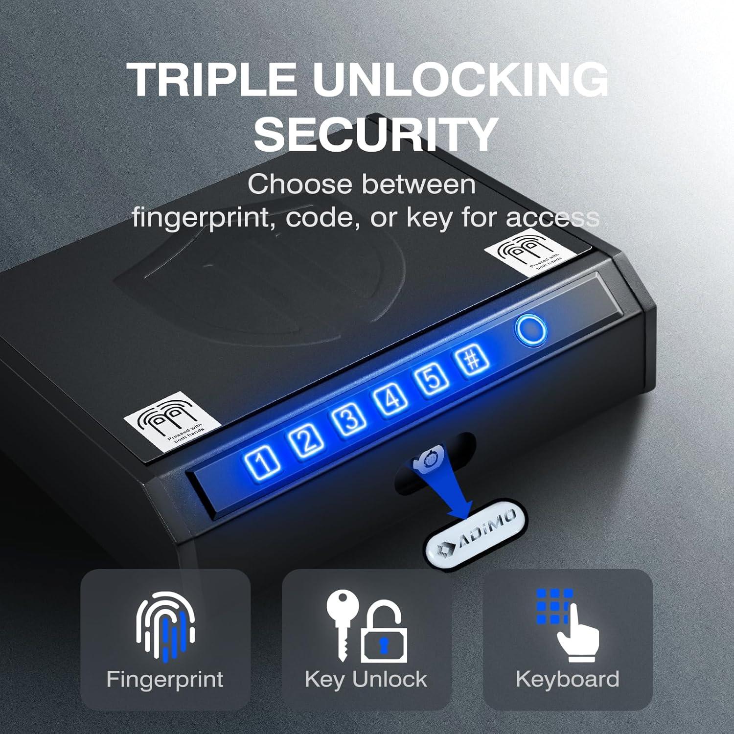 Caja Fuerte Biométrica ADIMO para 2 Armas, Acceso Rápido