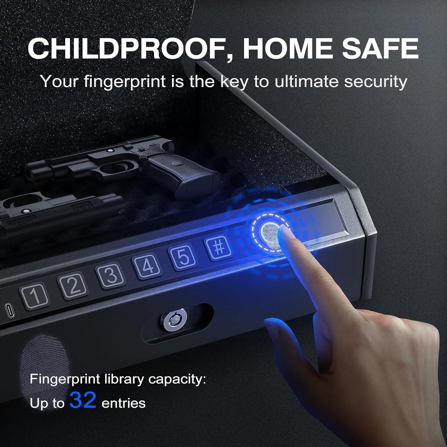 Caja Fuerte Biométrica ADIMO para 2 Armas, Acceso Rápido