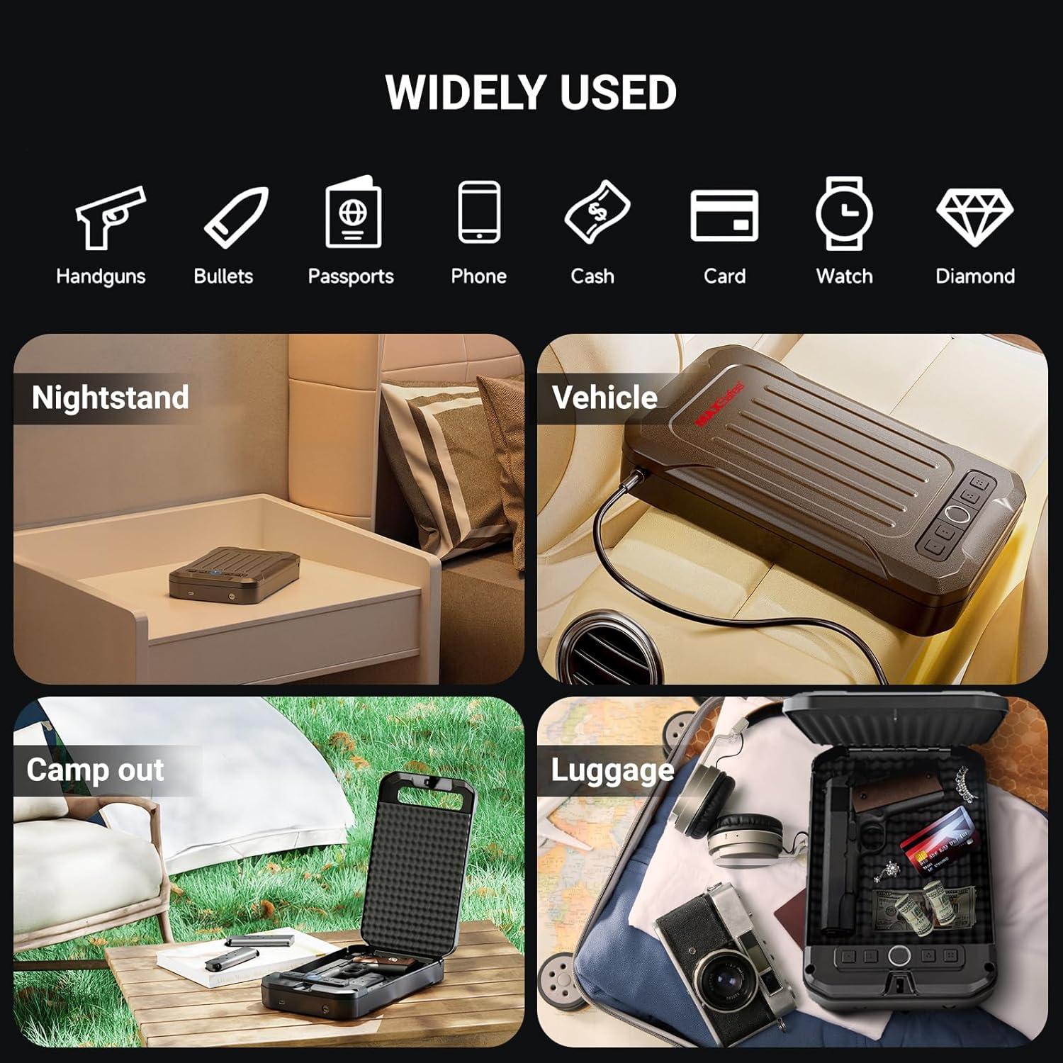 Caja Fuerte Portátil MAXSafes Biométrica para Pistolas 20002-SF