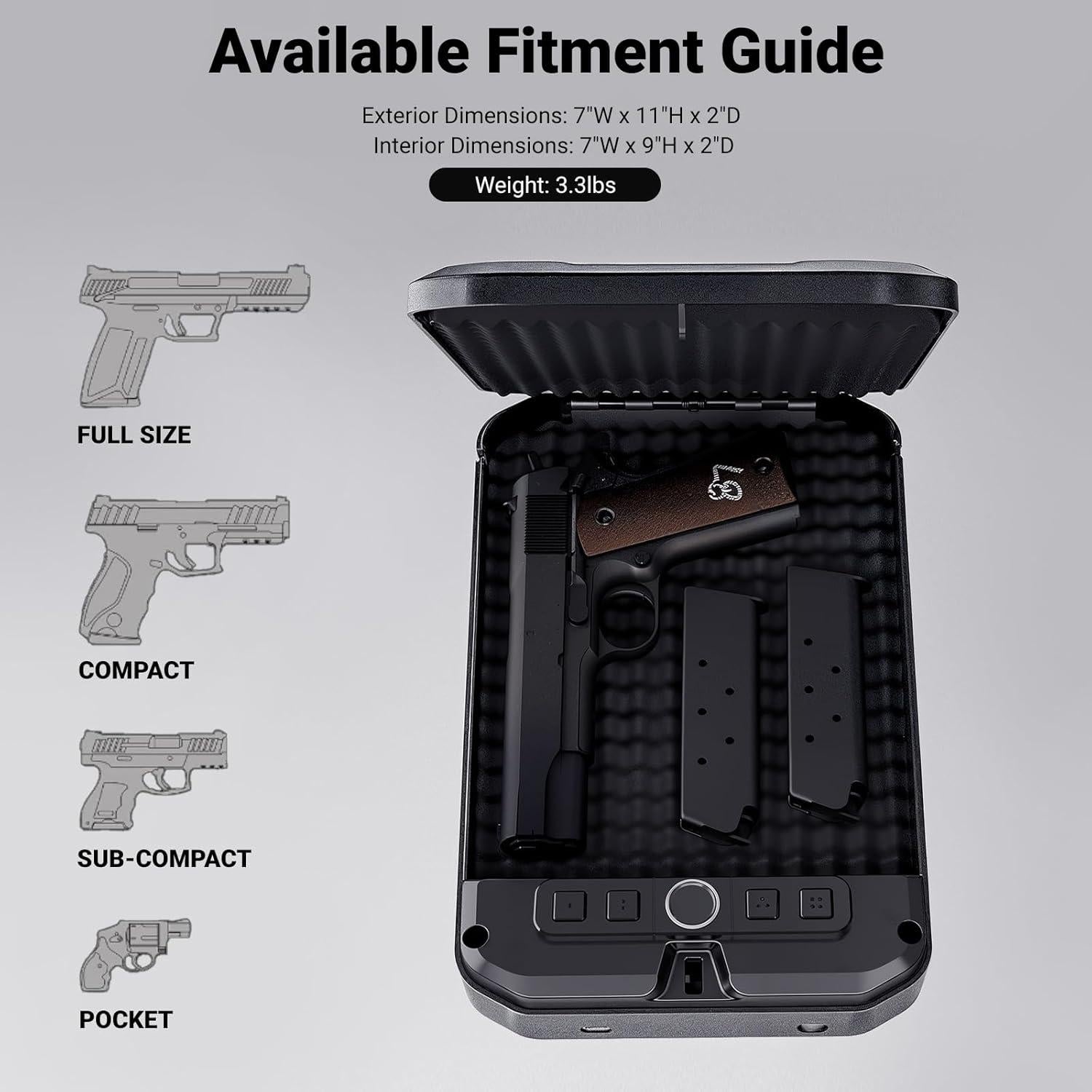 Caja Fuerte Portátil MAXSafes Biométrica para Pistolas 20002-SF