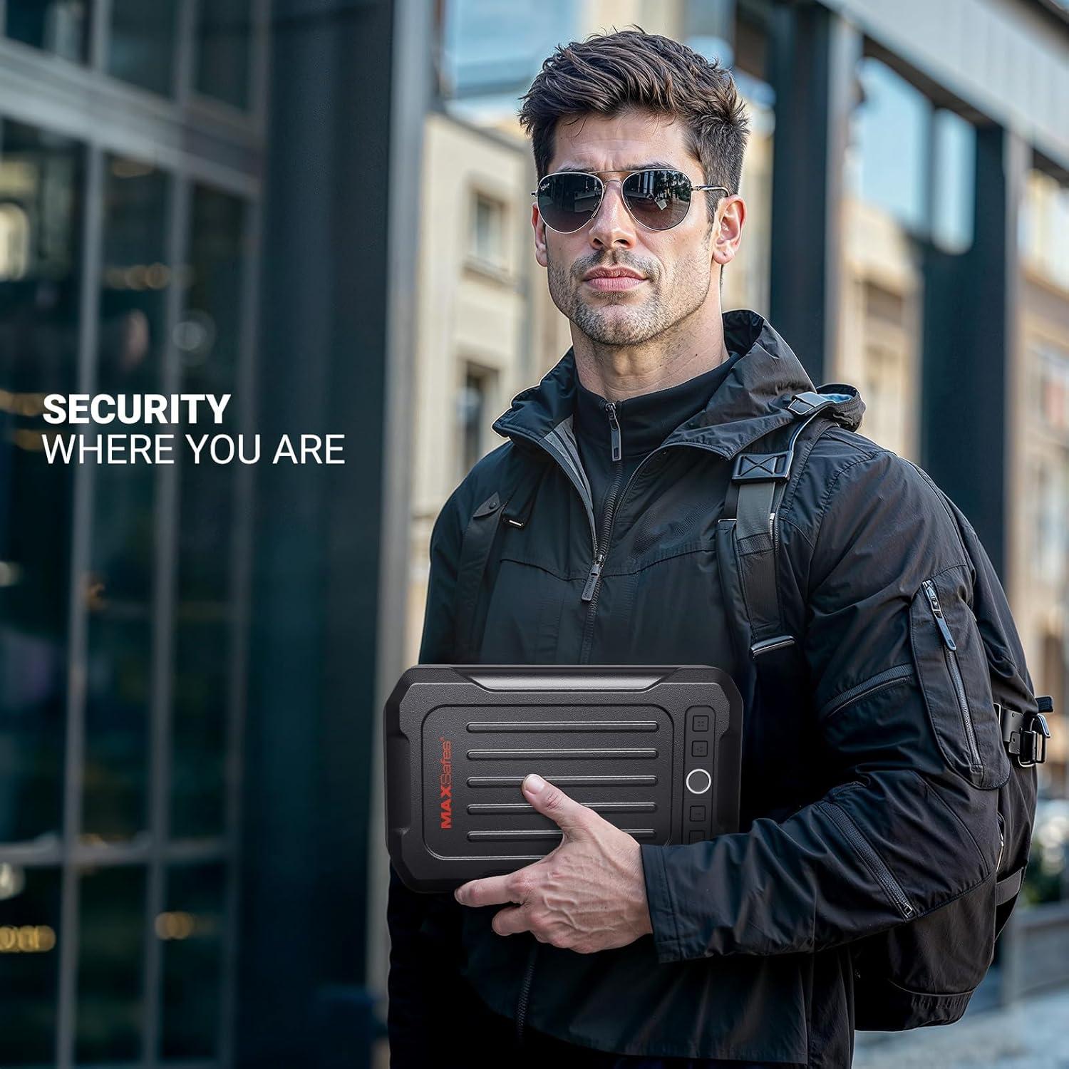 Caja Fuerte Portátil MAXSafes Biométrica para Pistolas 20002-SF