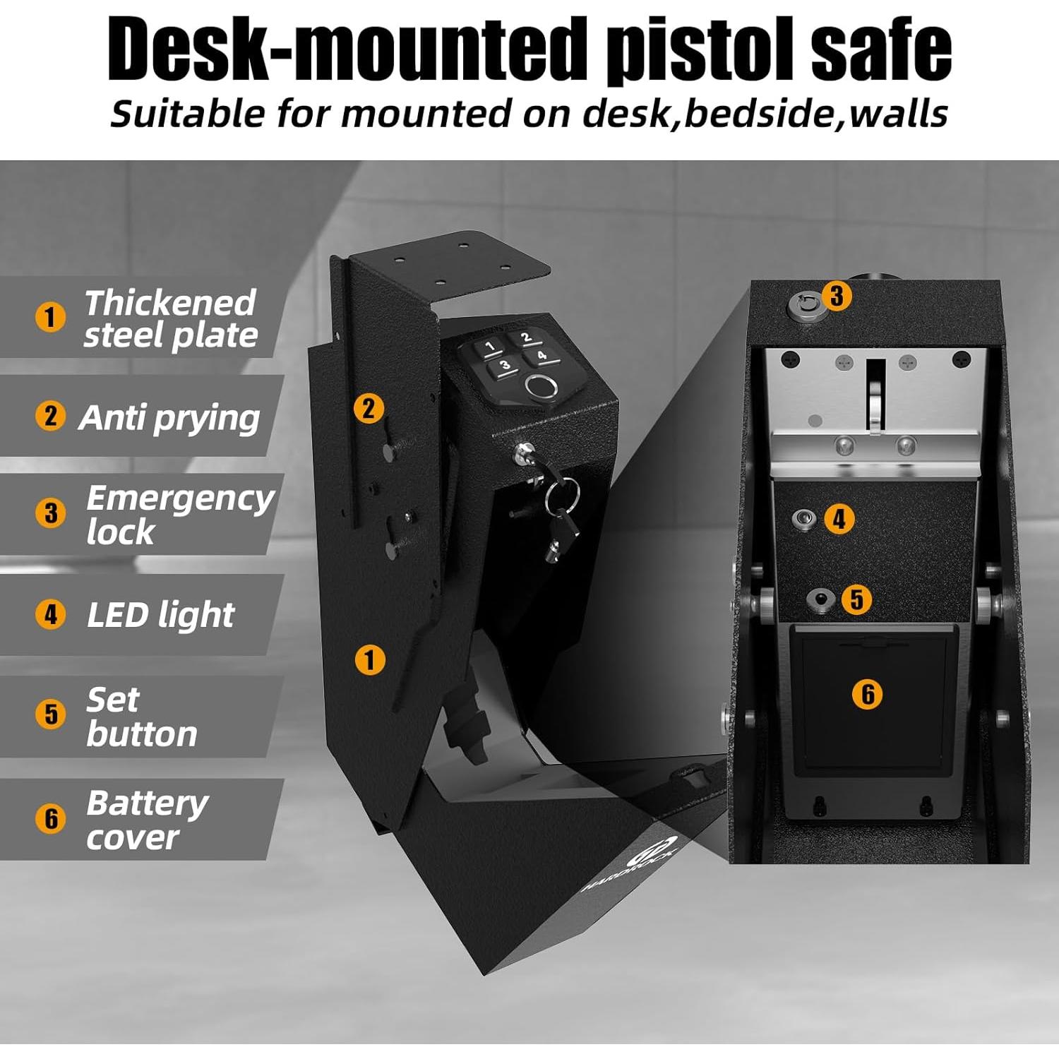 Caja Fuerte Biométrica HARDROCK para Pistolas 45x25x14cm
