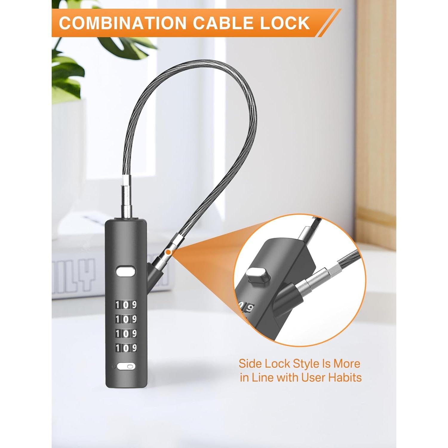 Candado de Combinación I-EASYDWW 4 Dígitos con 3 Cables 23-120 cm