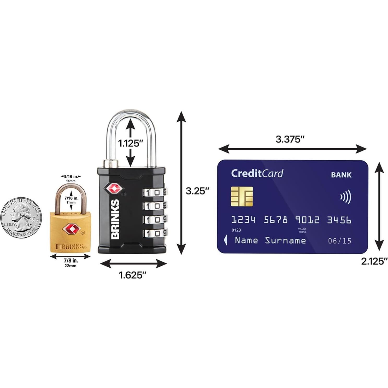 Candado de Equipaje TSA Brinks 4 Dígitos Resettable - 2 Paquete