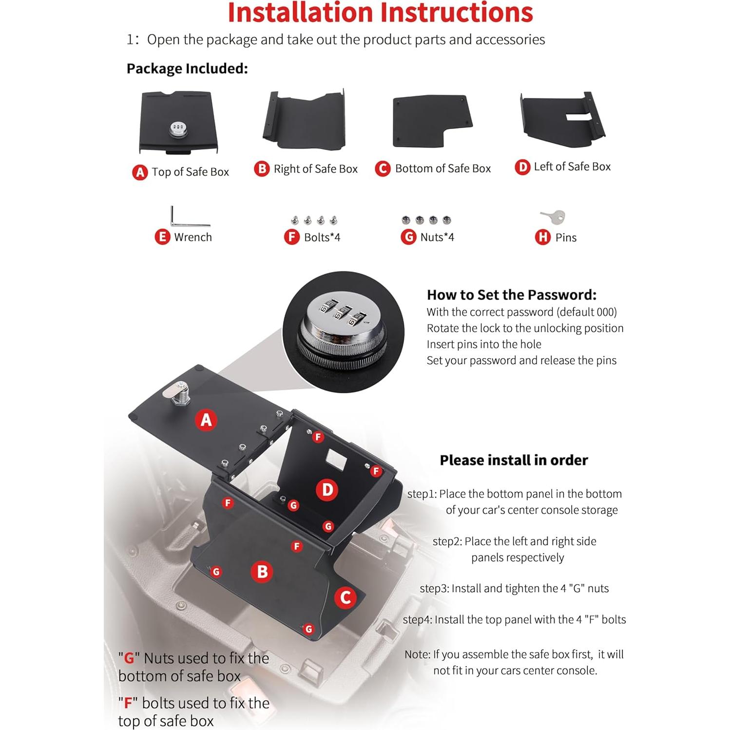 Caja de Seguridad Organizador de Consola Central RT-TCZ para Jeep Wrangler JL/JLU 2018-2025