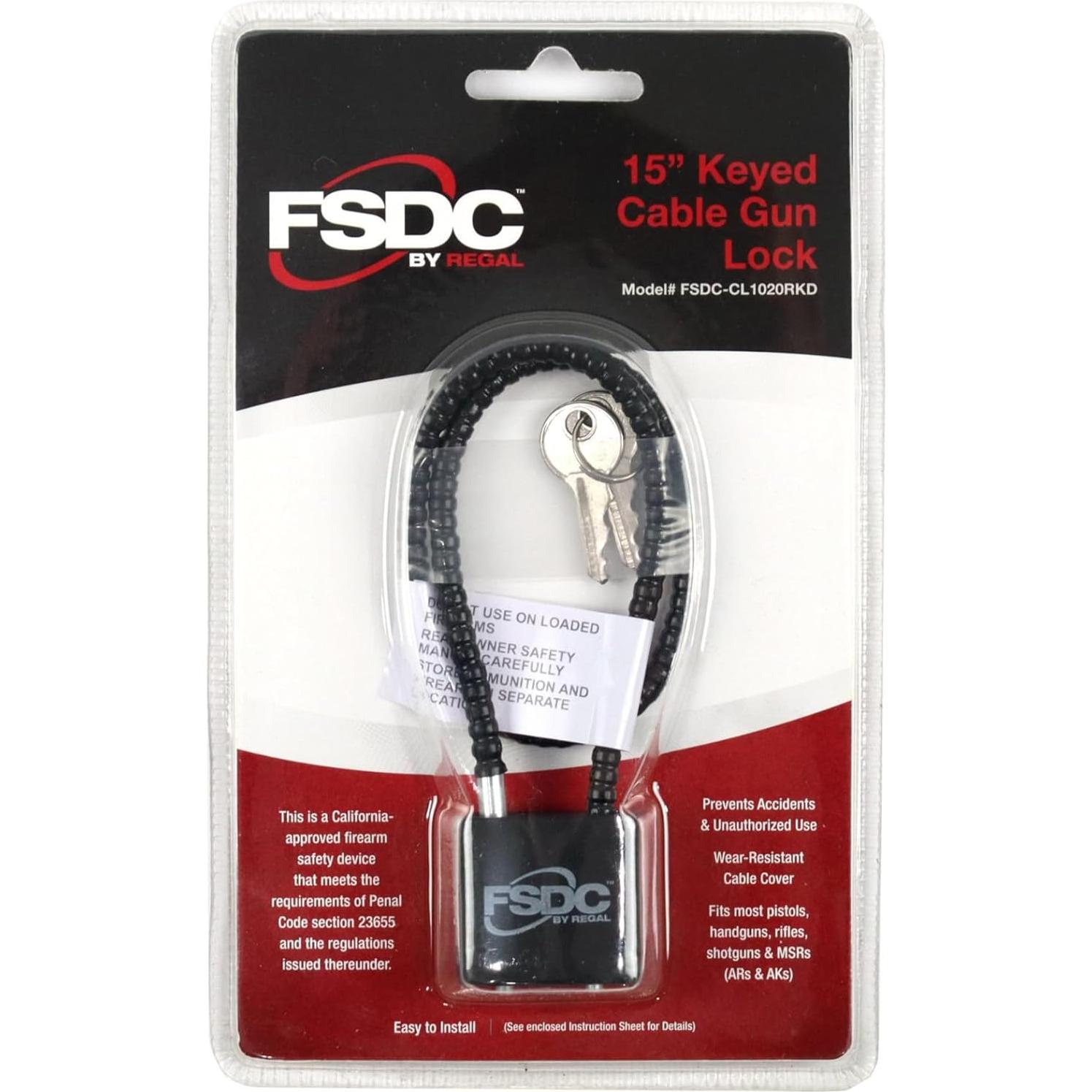 Candado de Cable para Armas FSDC-CL1020RKD 38 cm Negro