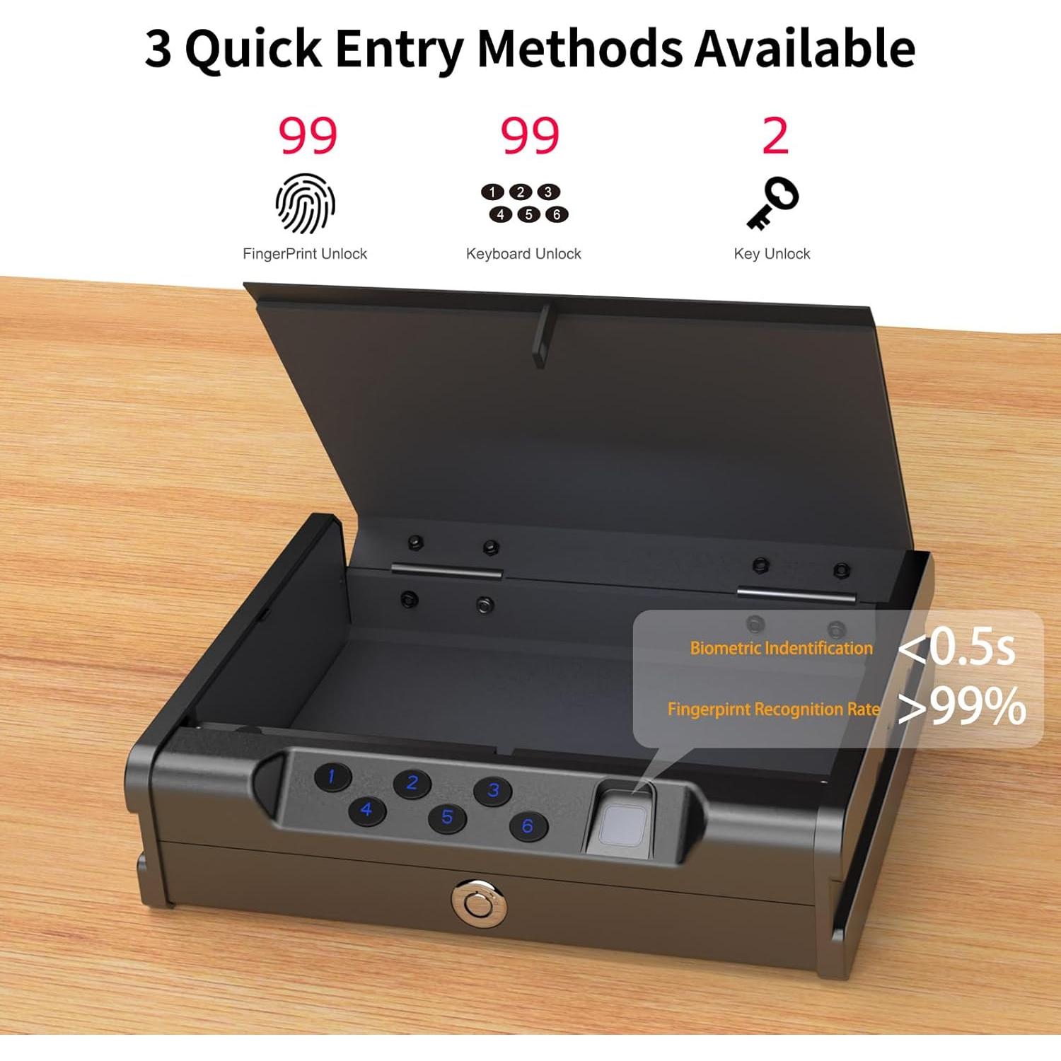 Caja Fuerte Biométrica Kawsword para 2 Pistolas con Huella