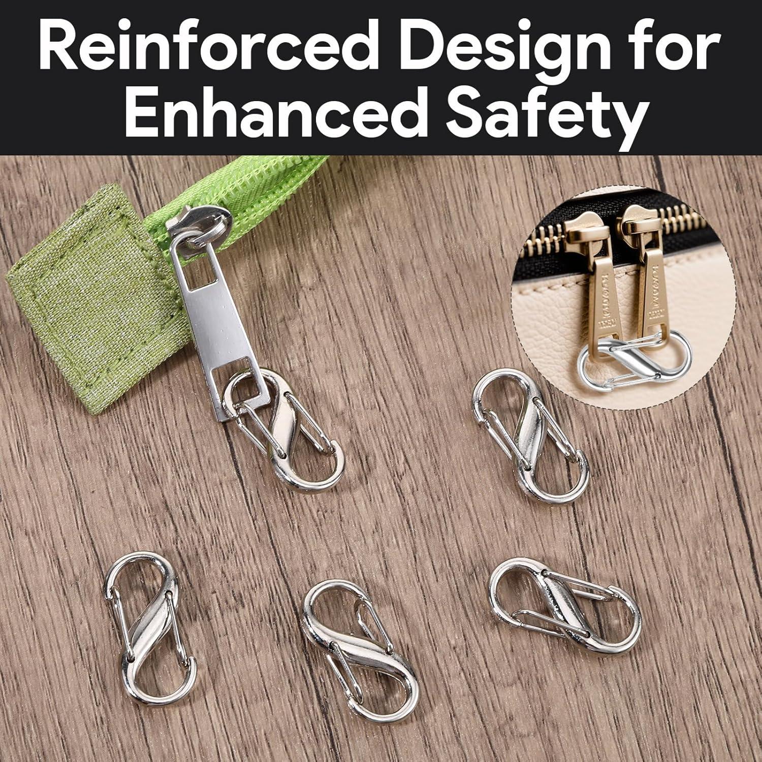 30 Clips de Cremallera Antirrobo Jeqqinuz Plata - Doble Apertura