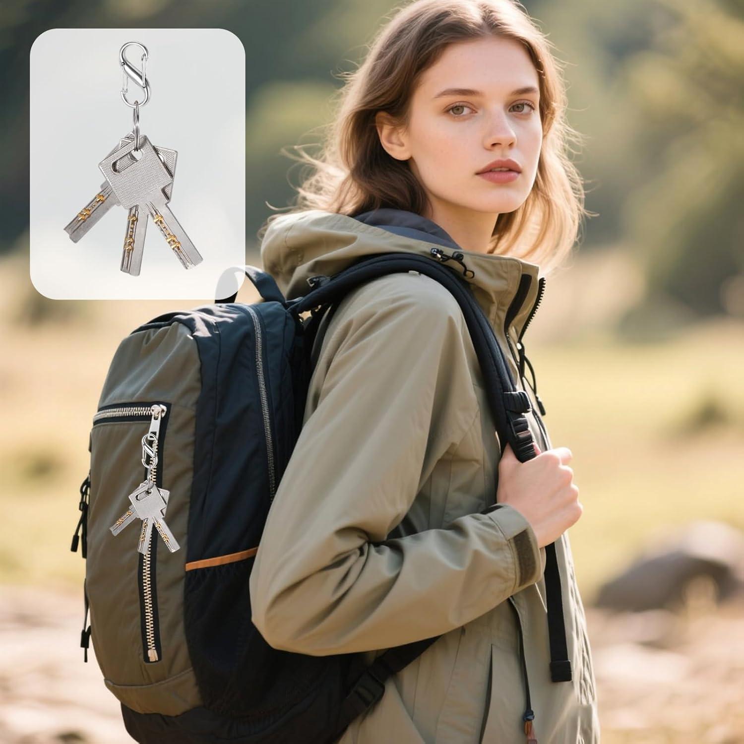 30 Clips de Cremallera Antirrobo Jeqqinuz Plata - Doble Apertura