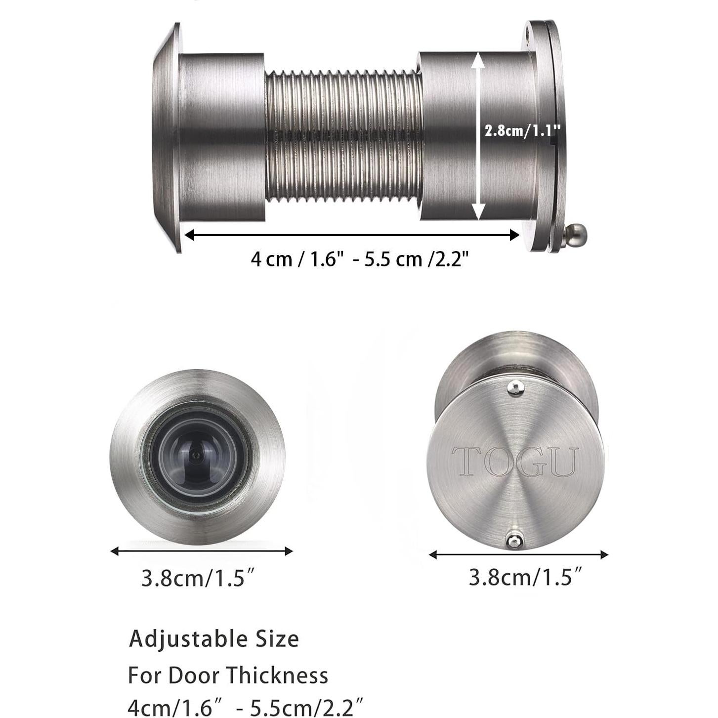 Mirilla de Latón Sólido TOGU TG3828YG-SN 220° con Privacidad
